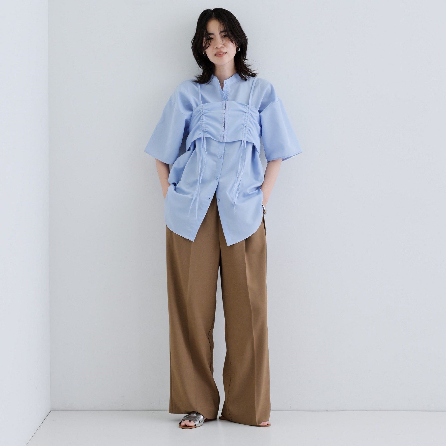 GALLEST「【一部店舗限定】ベアトップ付き半袖ワイドシャツ」|シャツ・ブラウス|