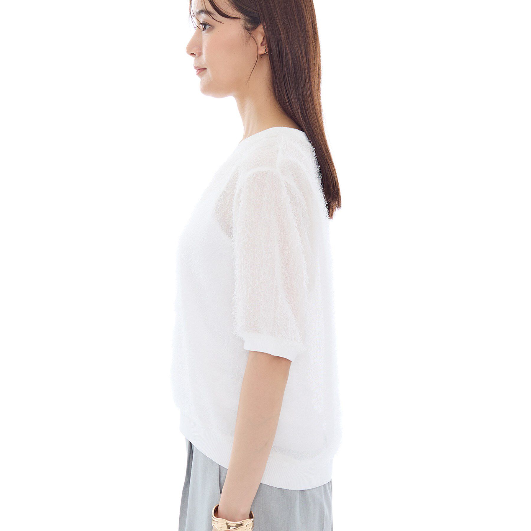 INDIVI「ヘアリージャカードトップス」|シャツ・ブラウス|