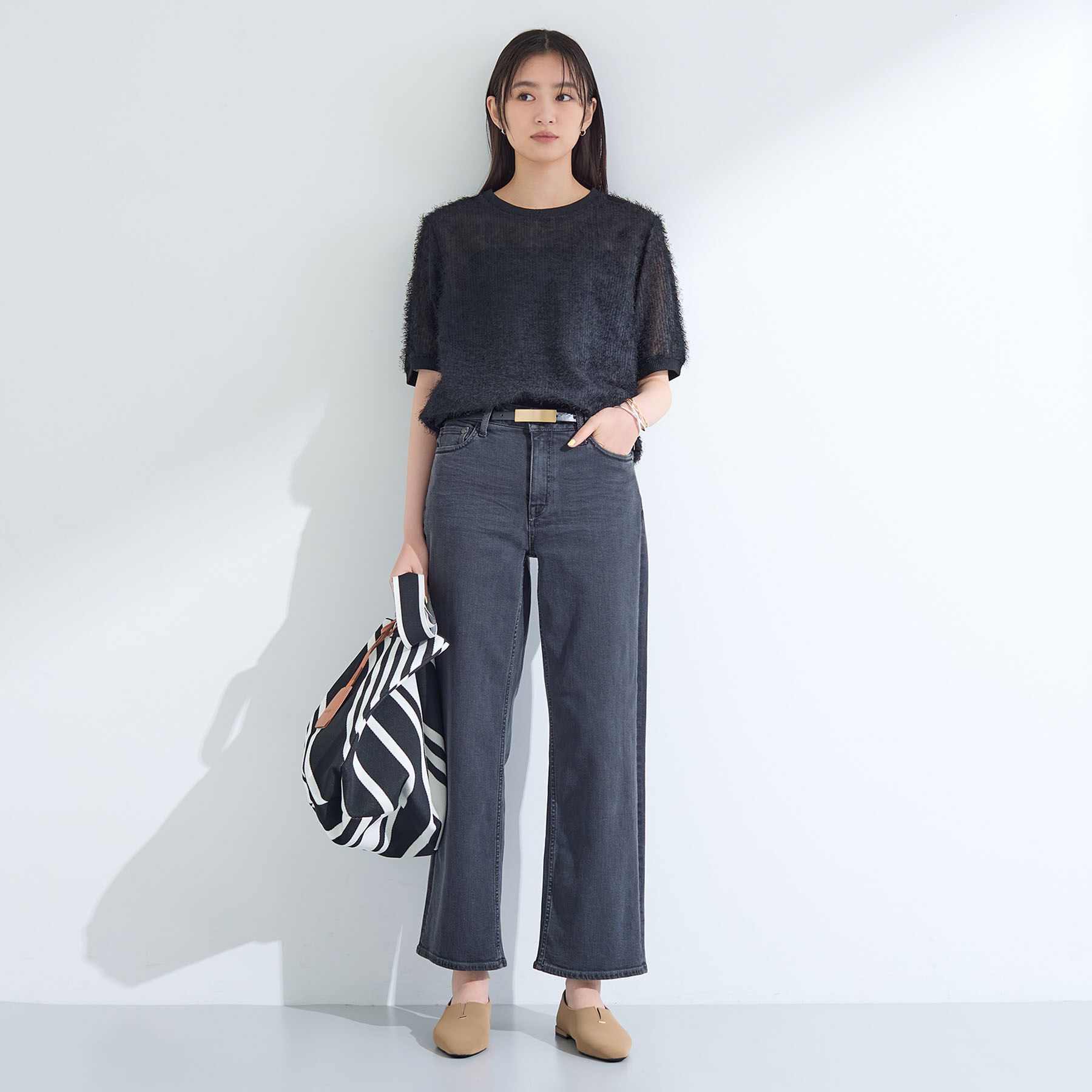 INDIVI「ヘアリージャカードトップス」|シャツ・ブラウス|