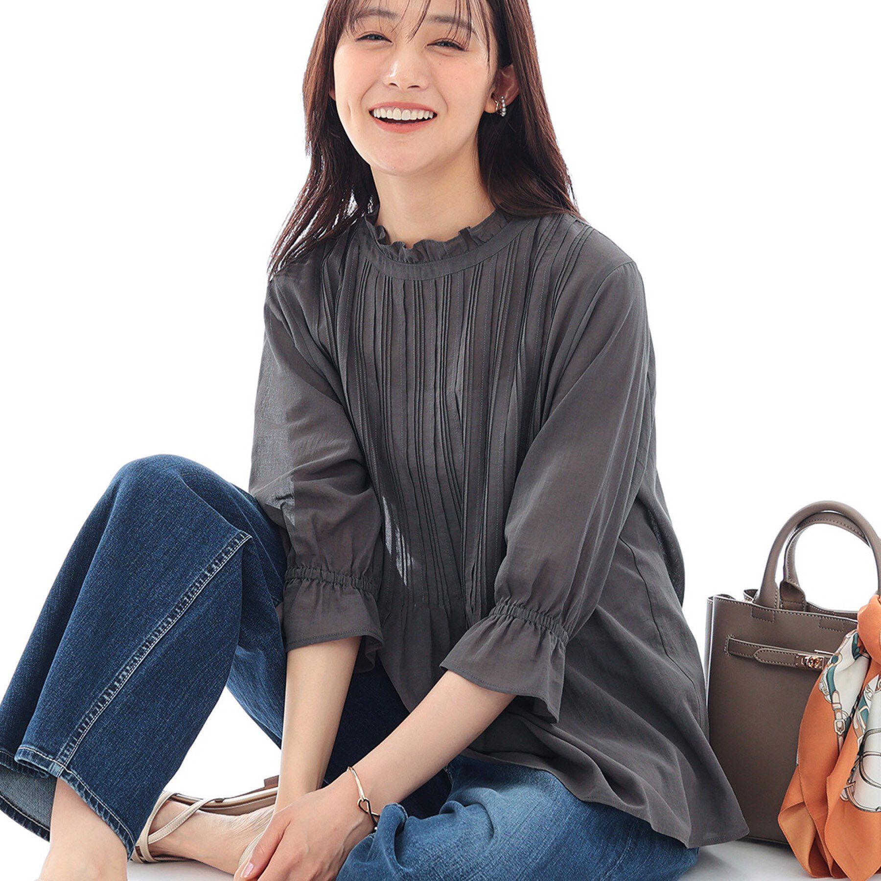 INDIVI「【洗える/コットン】ピンタックシアーブラウス」|シャツ・ブラウス|