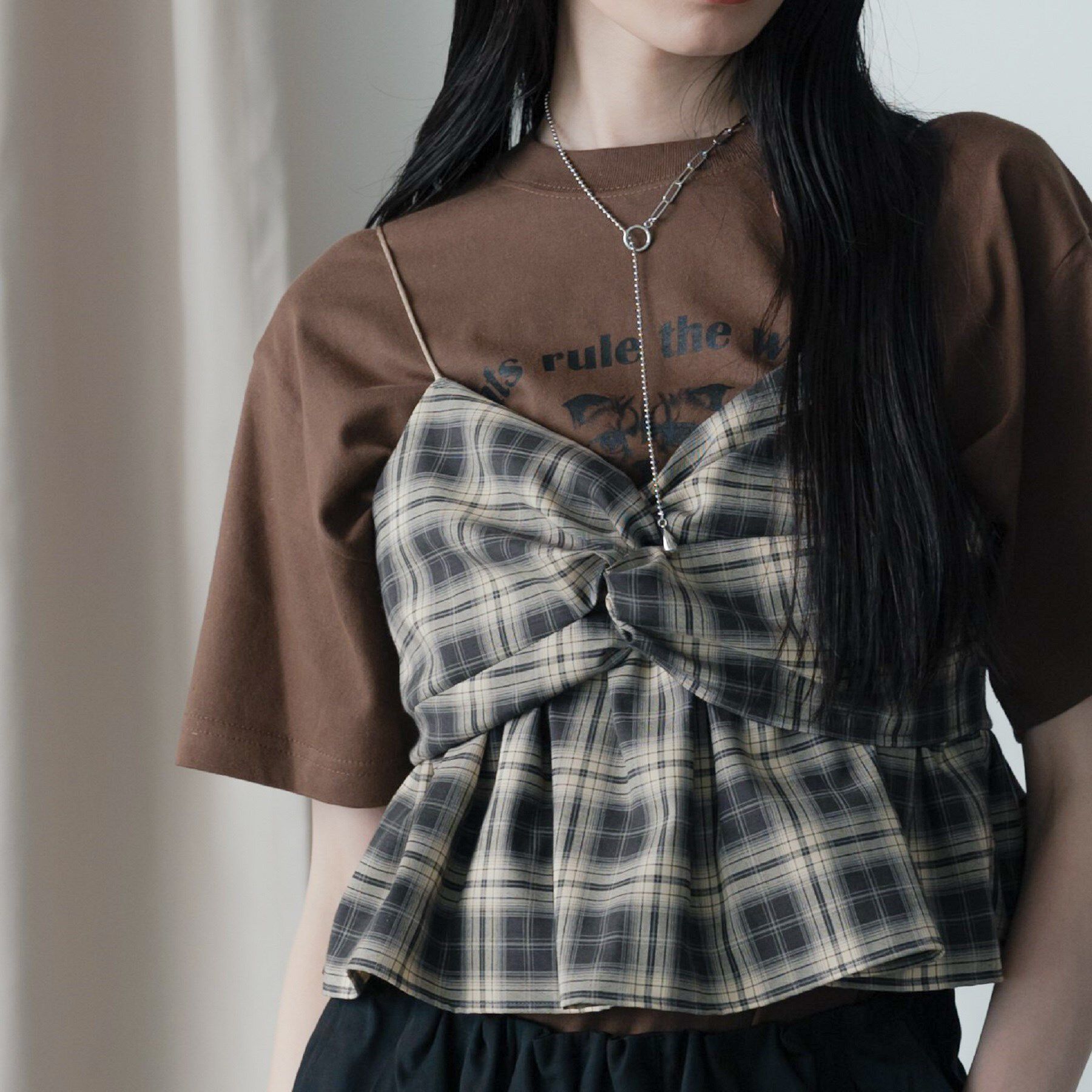 GALLEST「オンブレチェックビスチェ」|キャミソール|