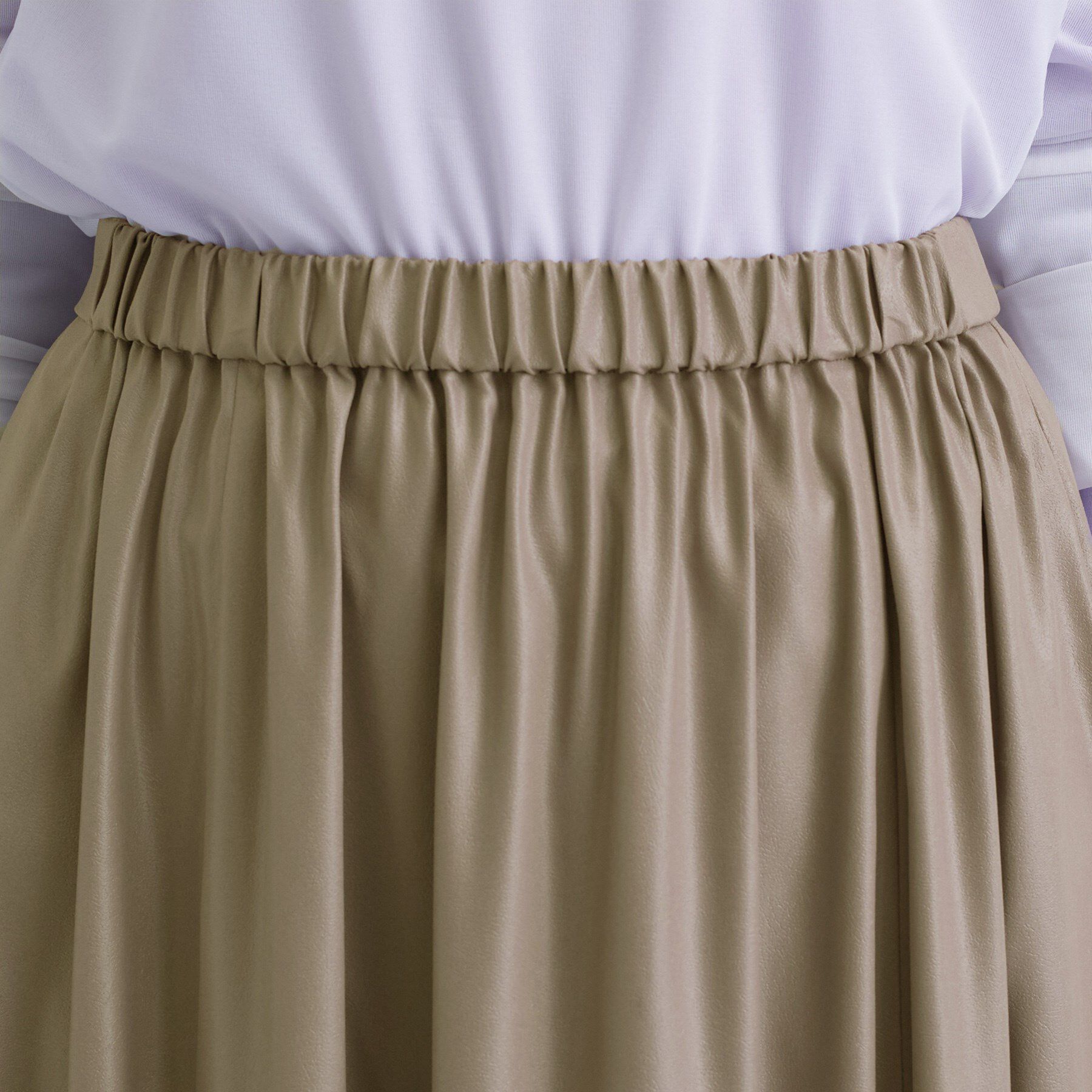 INDIVI「レザー調ギャザースカート」|スカート|