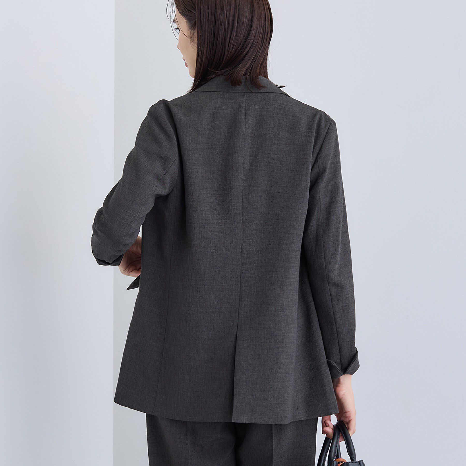 INDIVI「【洗える／セットアップ可能】凹凸ストレッチ素材ダブルジャケット」|テーラードジャケット|