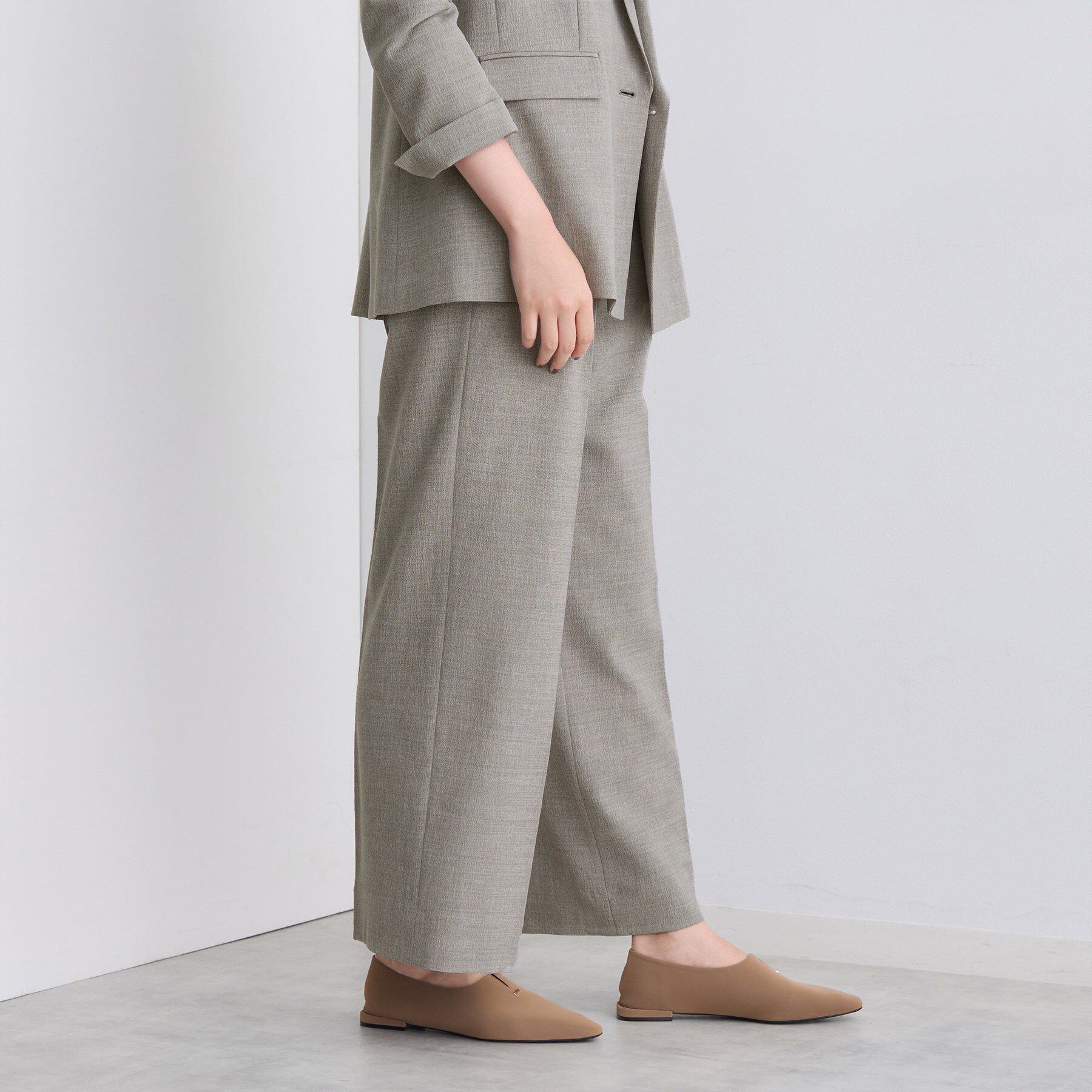 INDIVI「【洗える／セットアップ可能】凹凸ストレッチ素材ストレートパンツ」|その他|