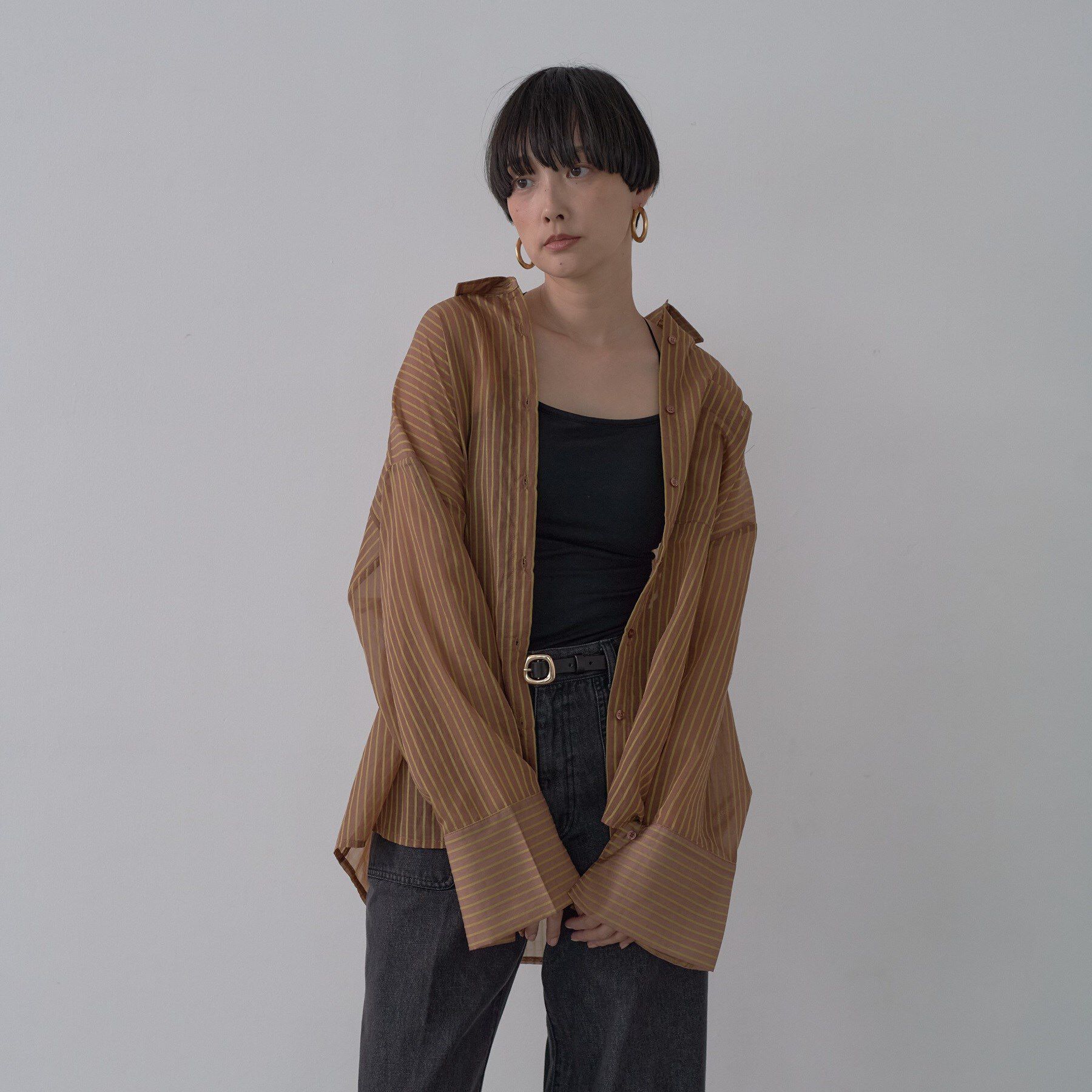 GALLEST「ワイドカフスシアーストライプシャツ/秋服/シアーシャツ」|シャツ・ブラウス|