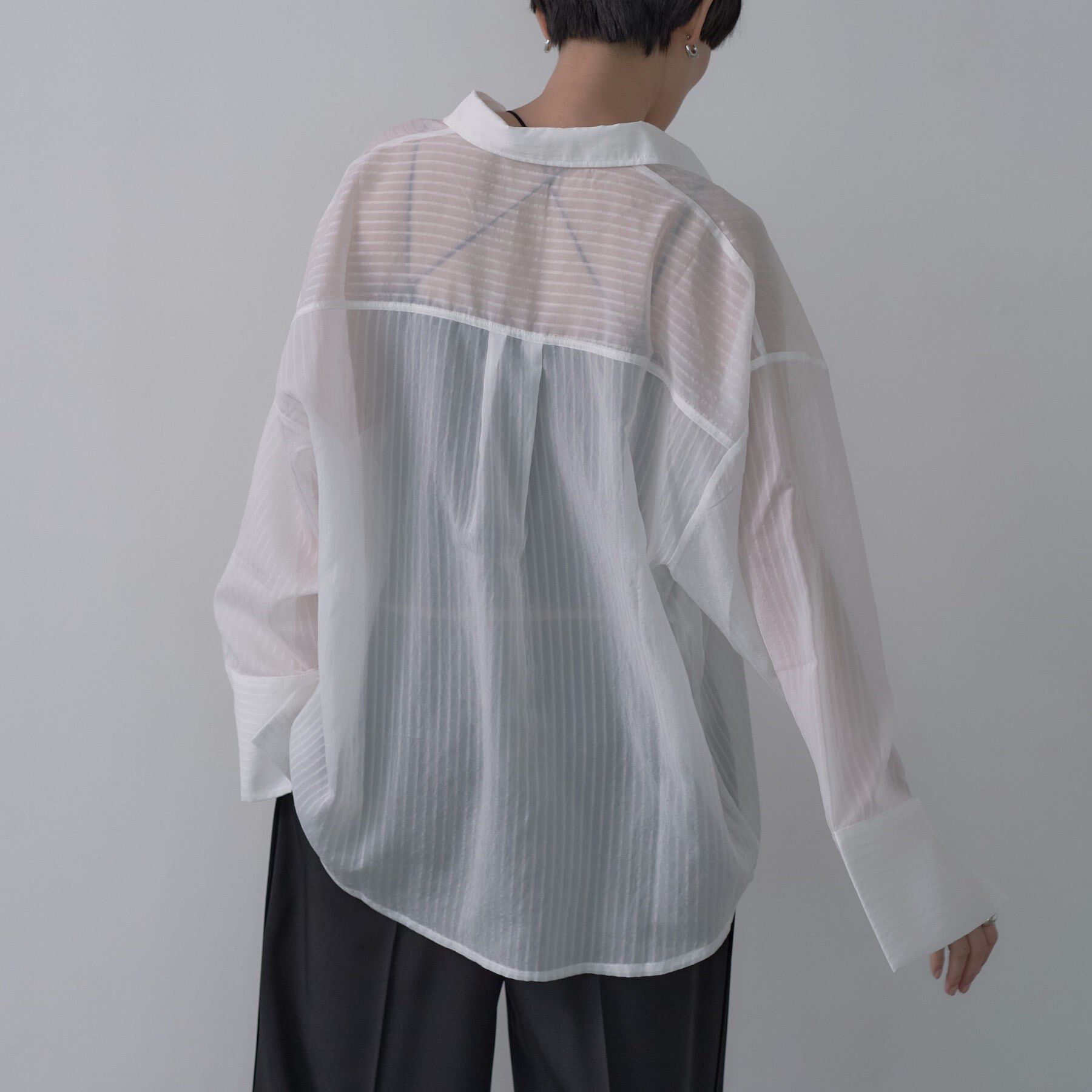 GALLEST「ワイドカフスシアーストライプシャツ/秋服/シアーシャツ」|シャツ・ブラウス|