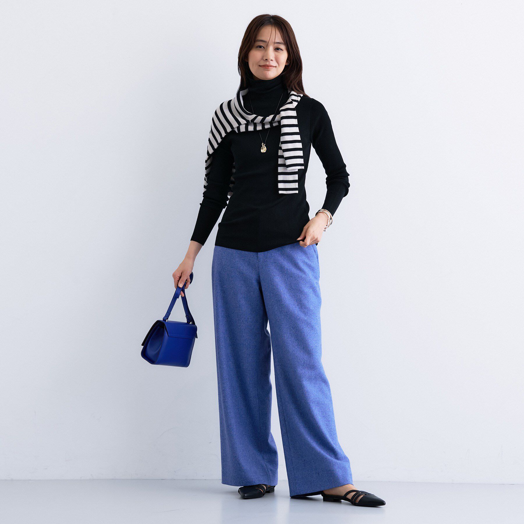 INDIVI「【洗える／毛玉になりにくい】エクストラファインウール リブタートルニット」|ニット・セーター|