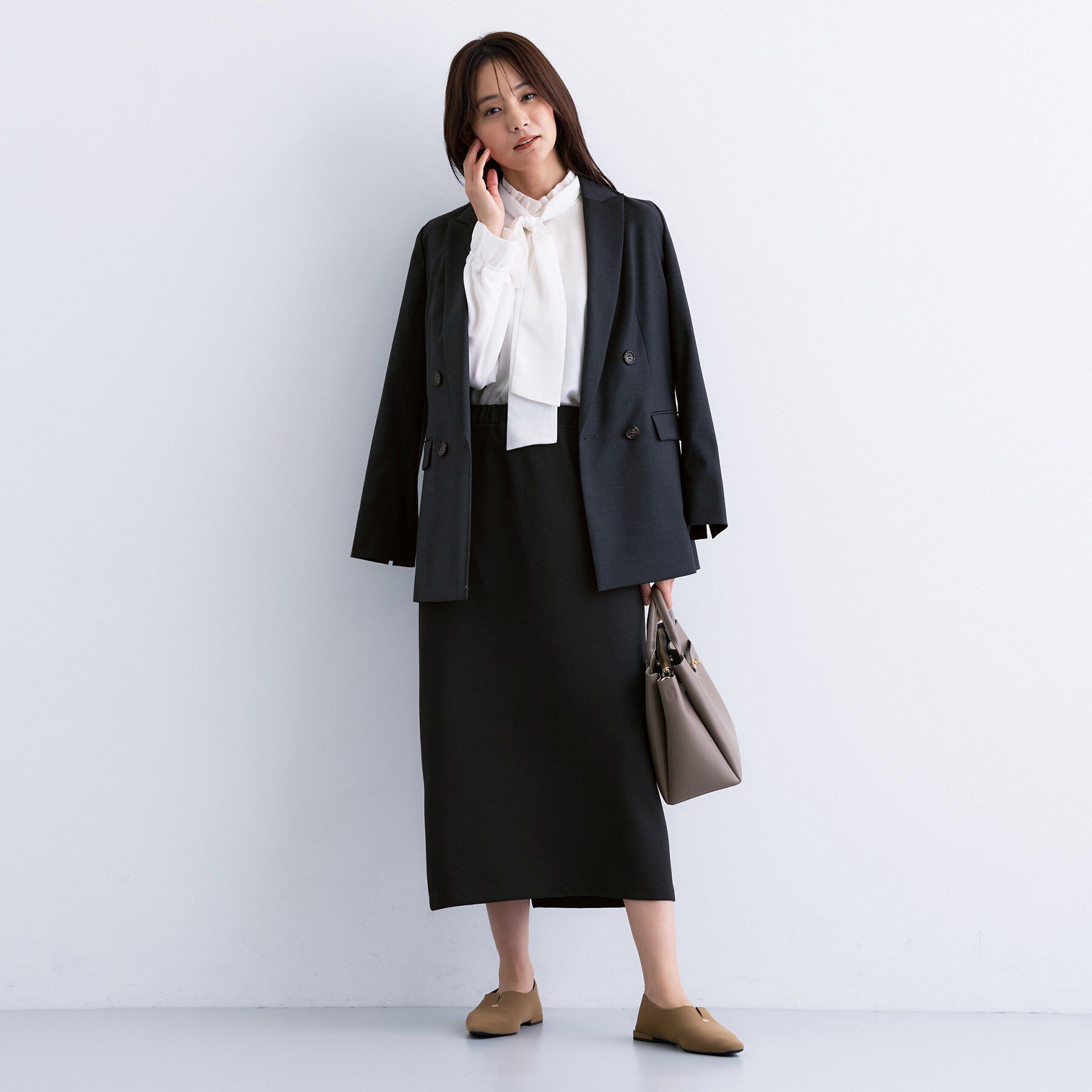 INDIVI「【SETUP可能／Iライン】ダンボールジャージスカート」|スカート|