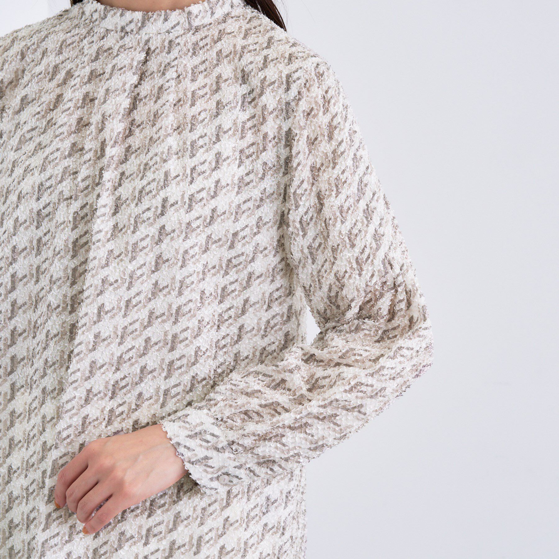 INDIVI「【きれいめ／オフィス／イベント】フェザージャカードブラウス」|シャツ・ブラウス|