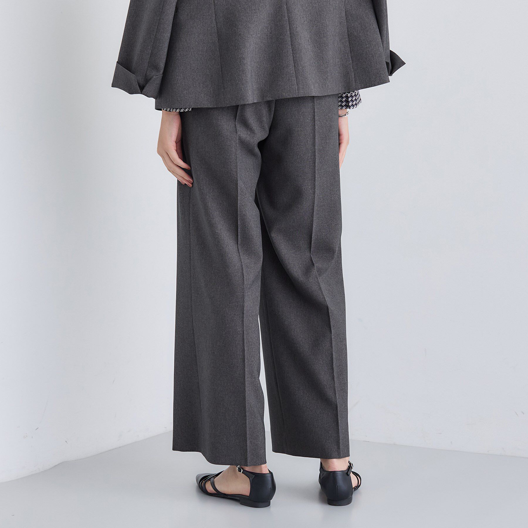INDIVI「【洗える／通勤／スーツ】メランジストレッチ ワイドパンツ」|スーツ|