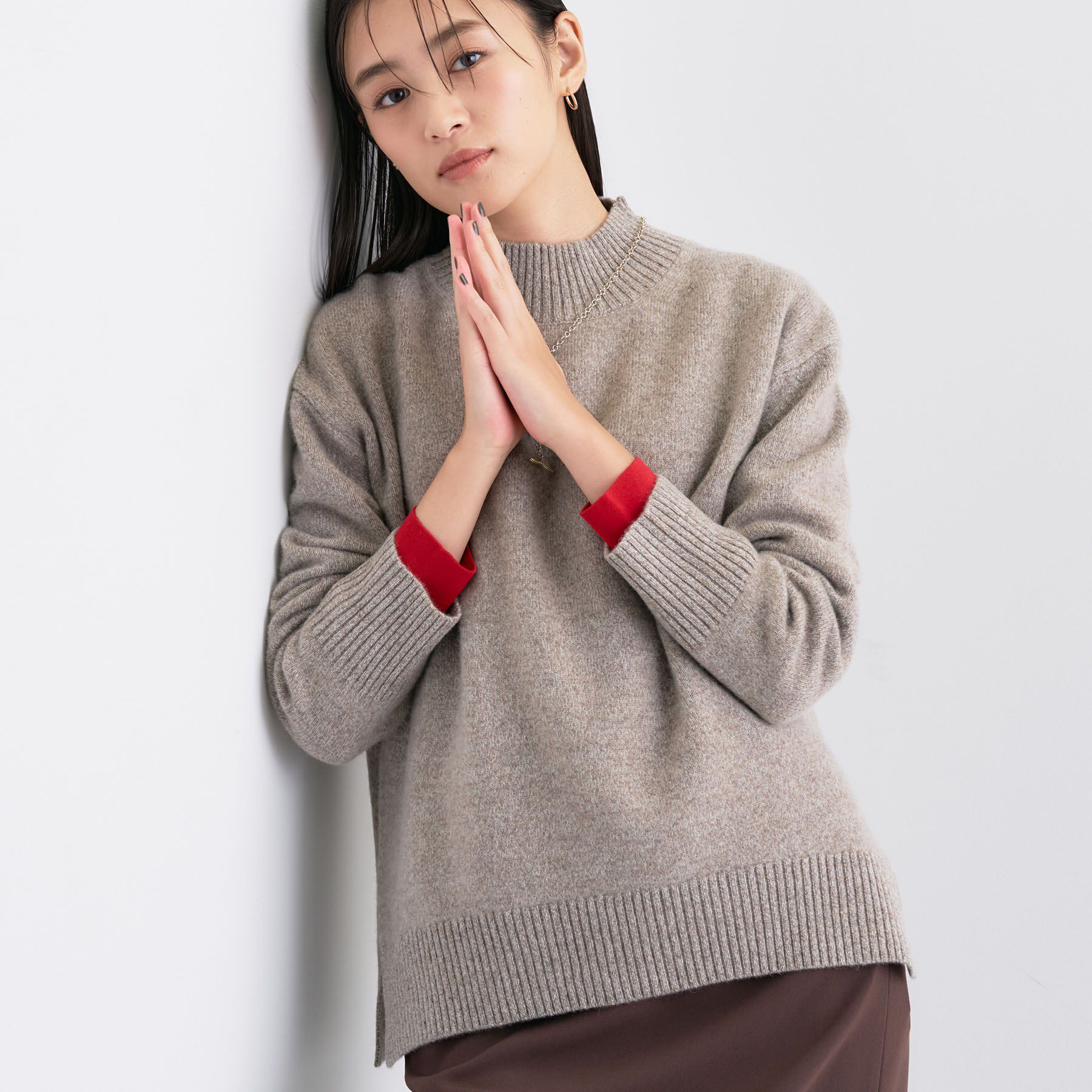 INDIVI「【冬ニット人気NO．1！／カシミヤ混】ミドルゲージハイネックニット」|ニット・セーター|