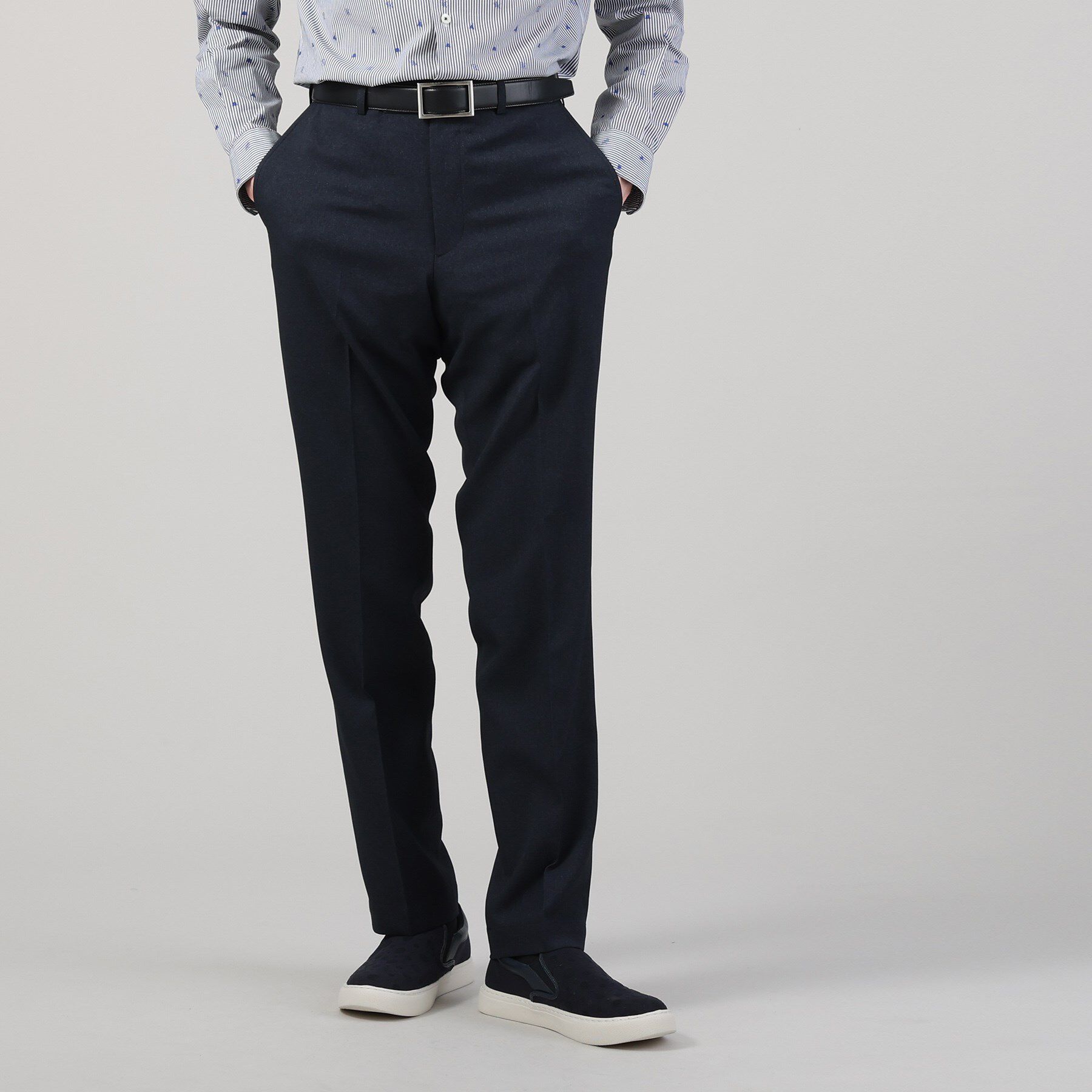 TAKEO KIKUCHI「【ON/OFF対応】メランジ シャークスキン ストレッチ パンツ / セットアップ」|その他|ネイビー(093)