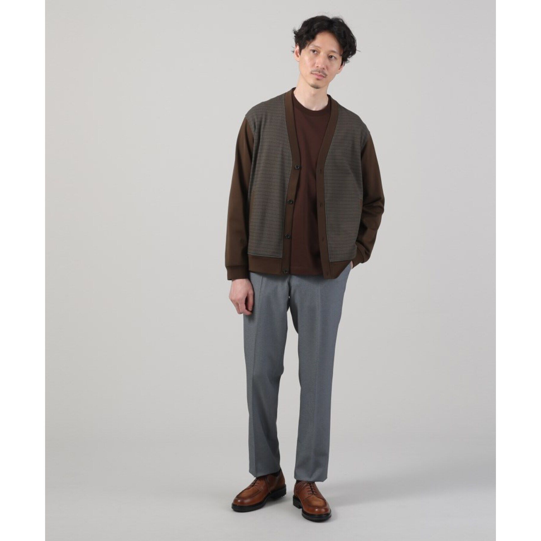 TAKEO KIKUCHI「【ONOFF/セットアップ対応】メランジ シャークスキン ストレッチ パンツ」|スーツ|