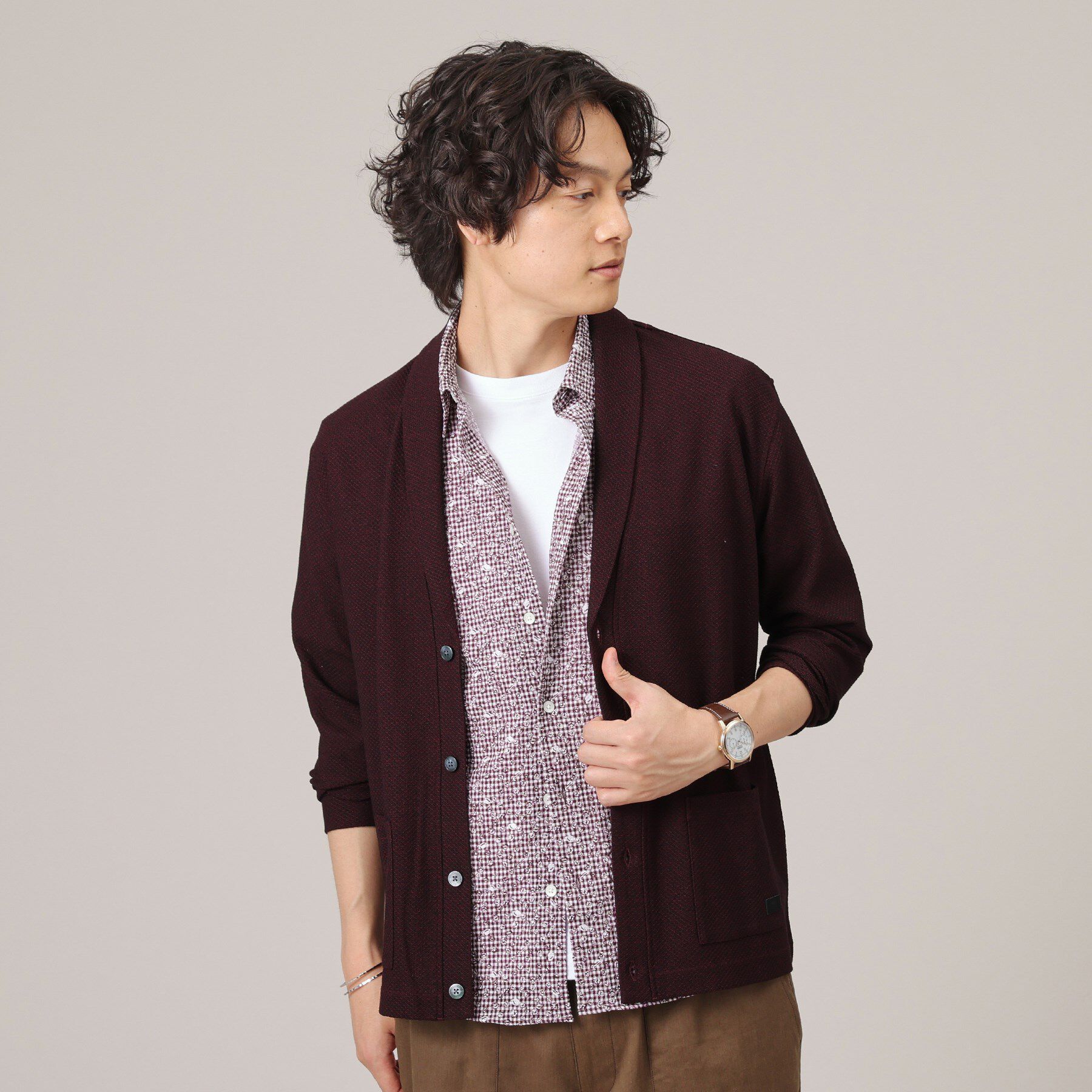 TAKEO KIKUCHI「【無地・チェック・ボタニカル柄】リップル シャツ」|シャツ・ブラウス|