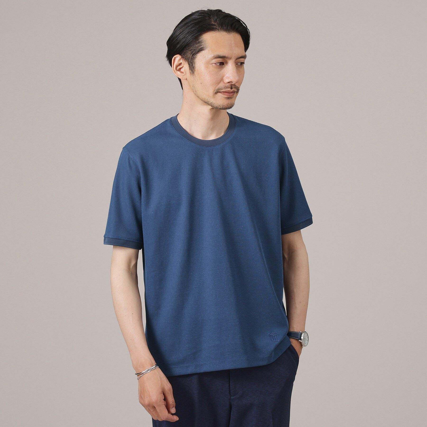 TAKEO KIKUCHI「【抗菌防臭/日本製】ハイブリッド サーフニット Tシャツ」|Tシャツ・カットソー|ネイビー(094)