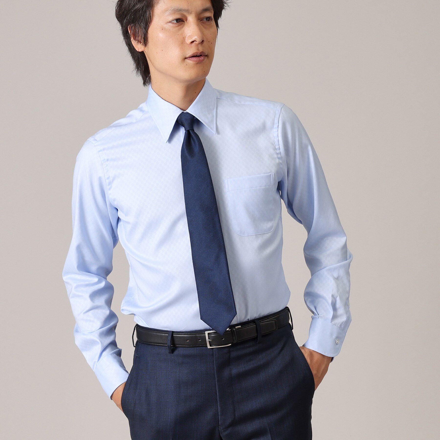 TAKEO KIKUCHI「【Made in JAPAN】市松紋 ドレスシャツ」|シャツ・ブラウス|ブルー(091)