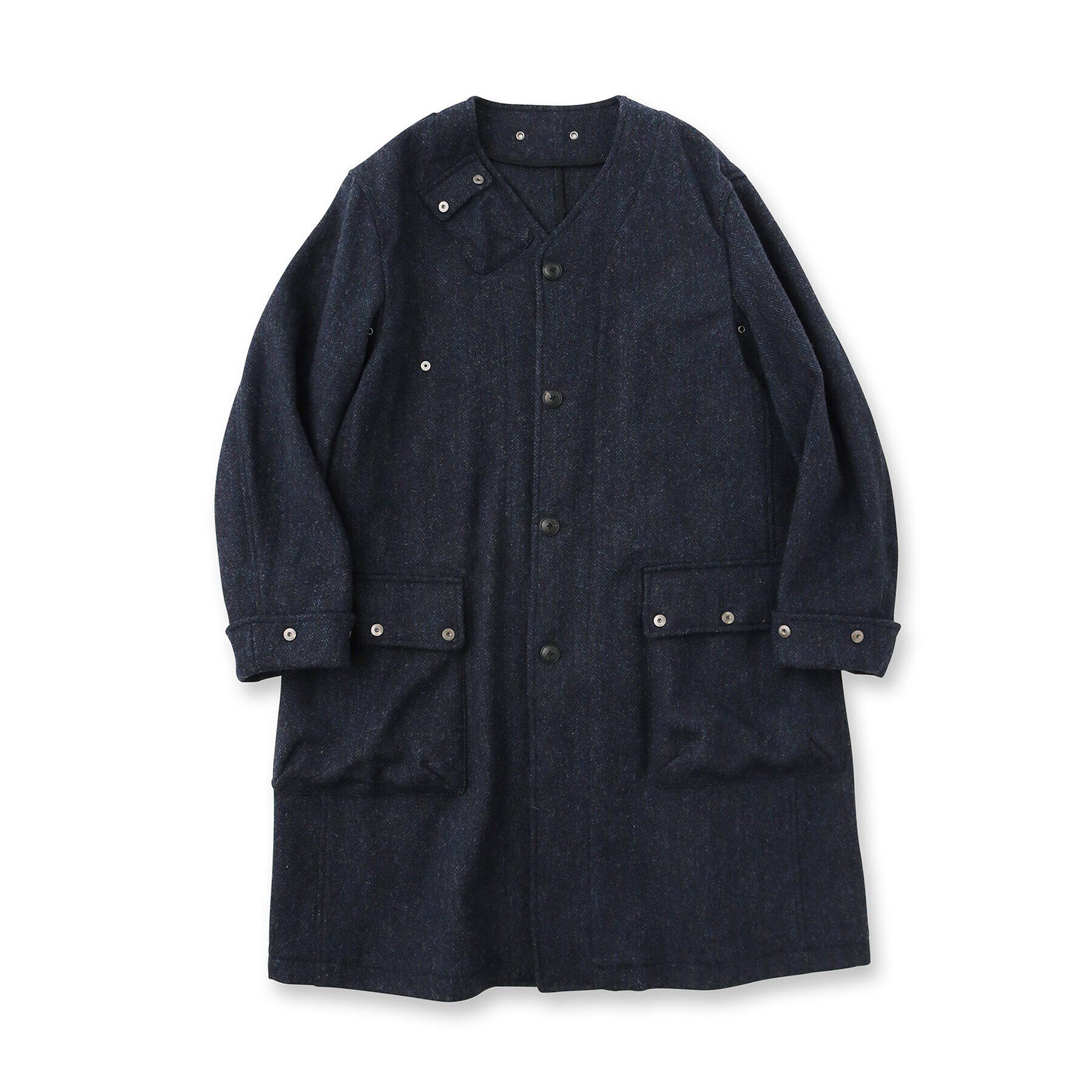 40CARATS&525「ウールヘリンボン ノーカラーコート」|ノーカラーコート|