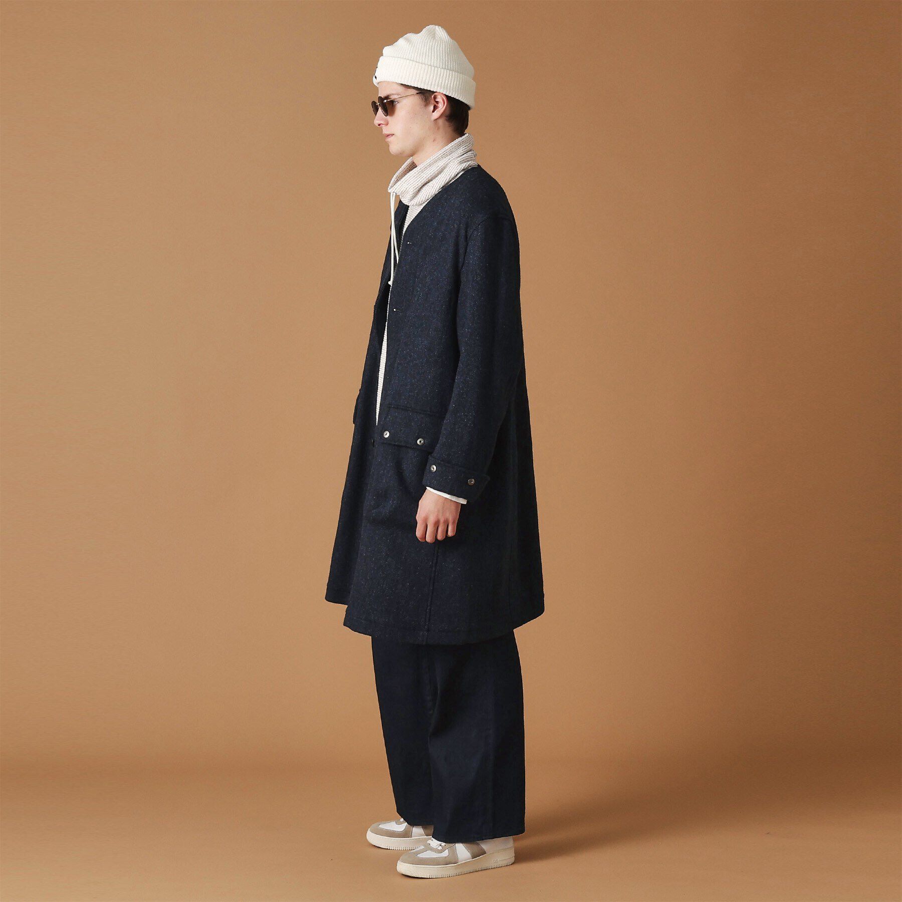 40CARATS&525「ウールヘリンボン ノーカラーコート」|ノーカラーコート|