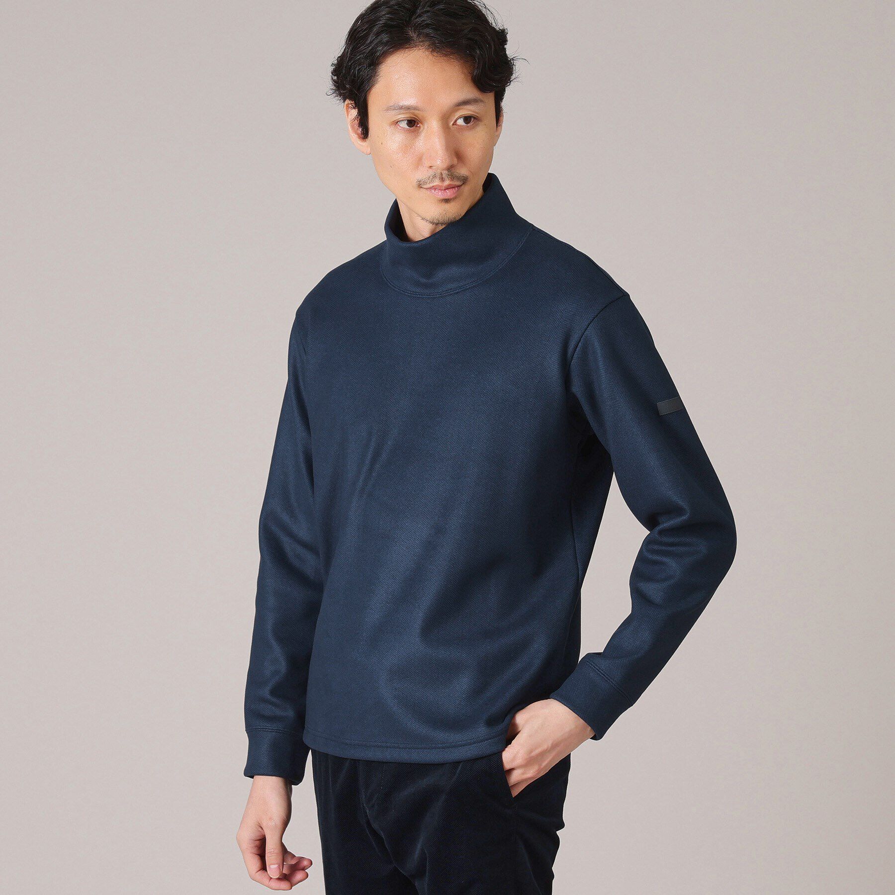 TAKEO KIKUCHI「微起毛ボンディング オフタートルカットソー」|Tシャツ・カットソー|ブルー(093)