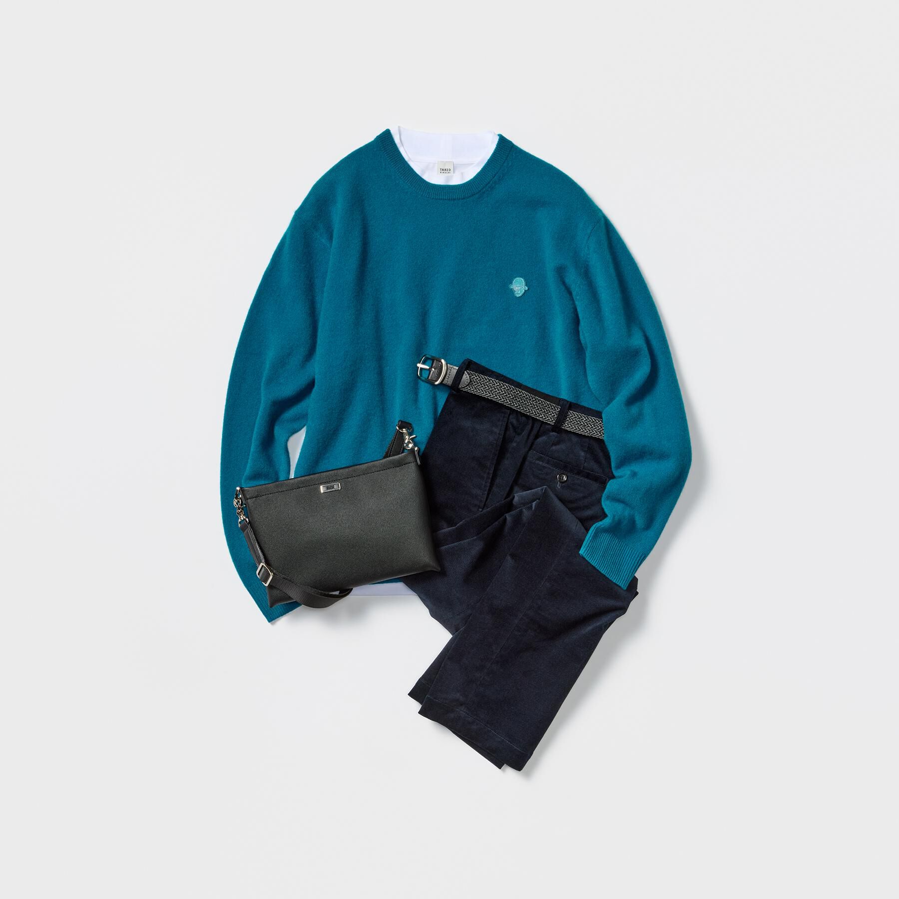 TAKEO KIKUCHI「【Air Palette Knit】ワンポイント カラーニット プルオーバー」|ニット・セーター|