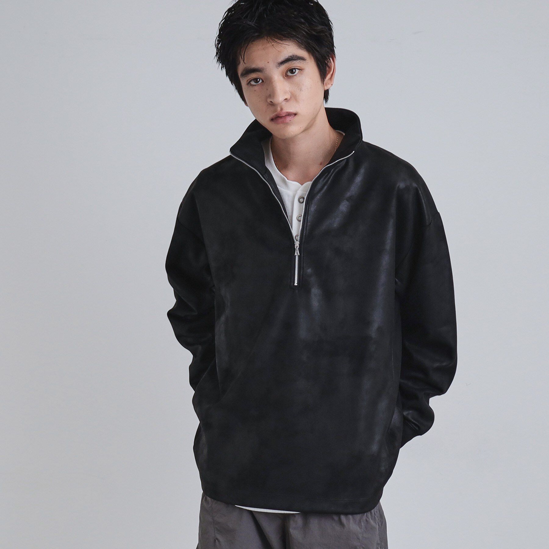 tk.TAKEO KIKUCHI「ヴィンテージライクプリント ハーフジッププルオーバー」|Tシャツ・カットソー|