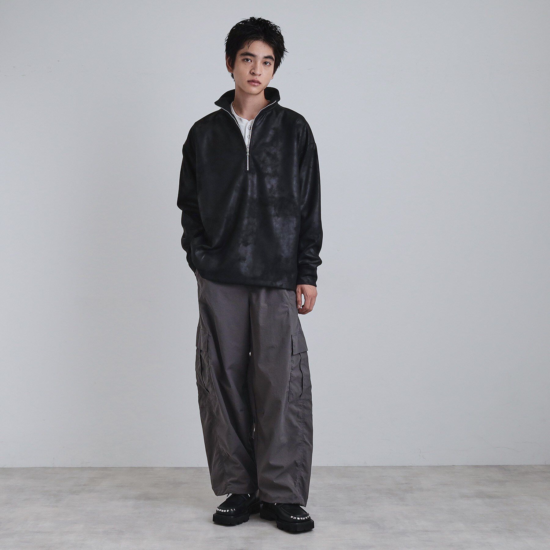 tk.TAKEO KIKUCHI「ヴィンテージライクプリント ハーフジッププルオーバー」|Tシャツ・カットソー|