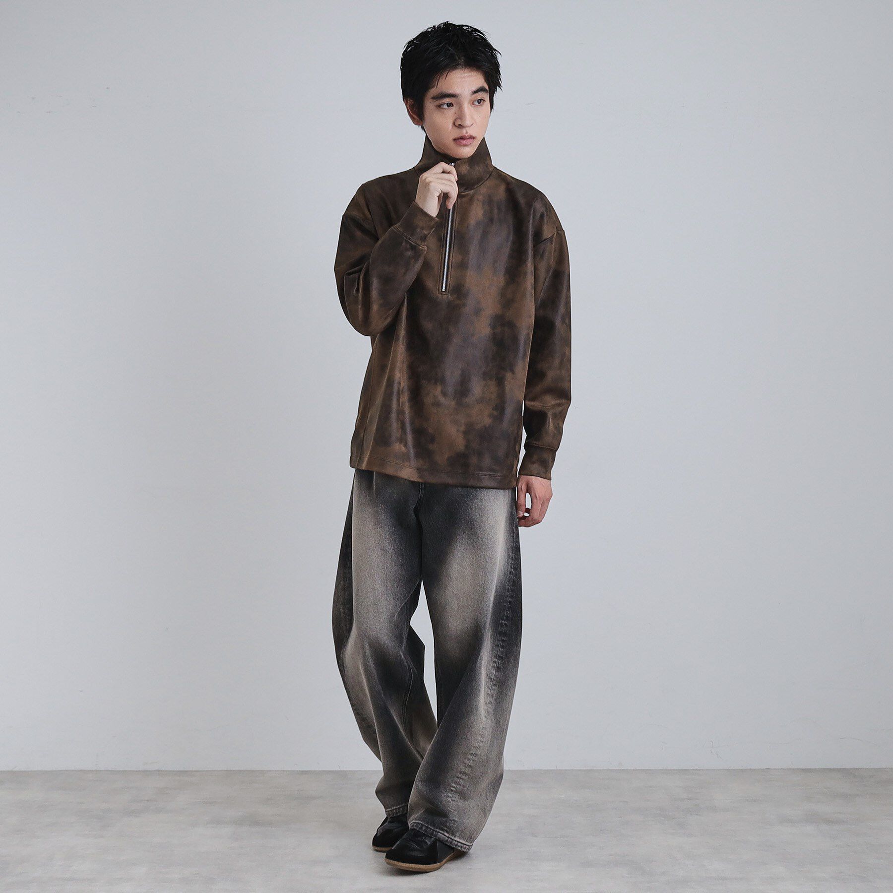 tk.TAKEO KIKUCHI「ヴィンテージライクプリント ハーフジッププルオーバー」|Tシャツ・カットソー|