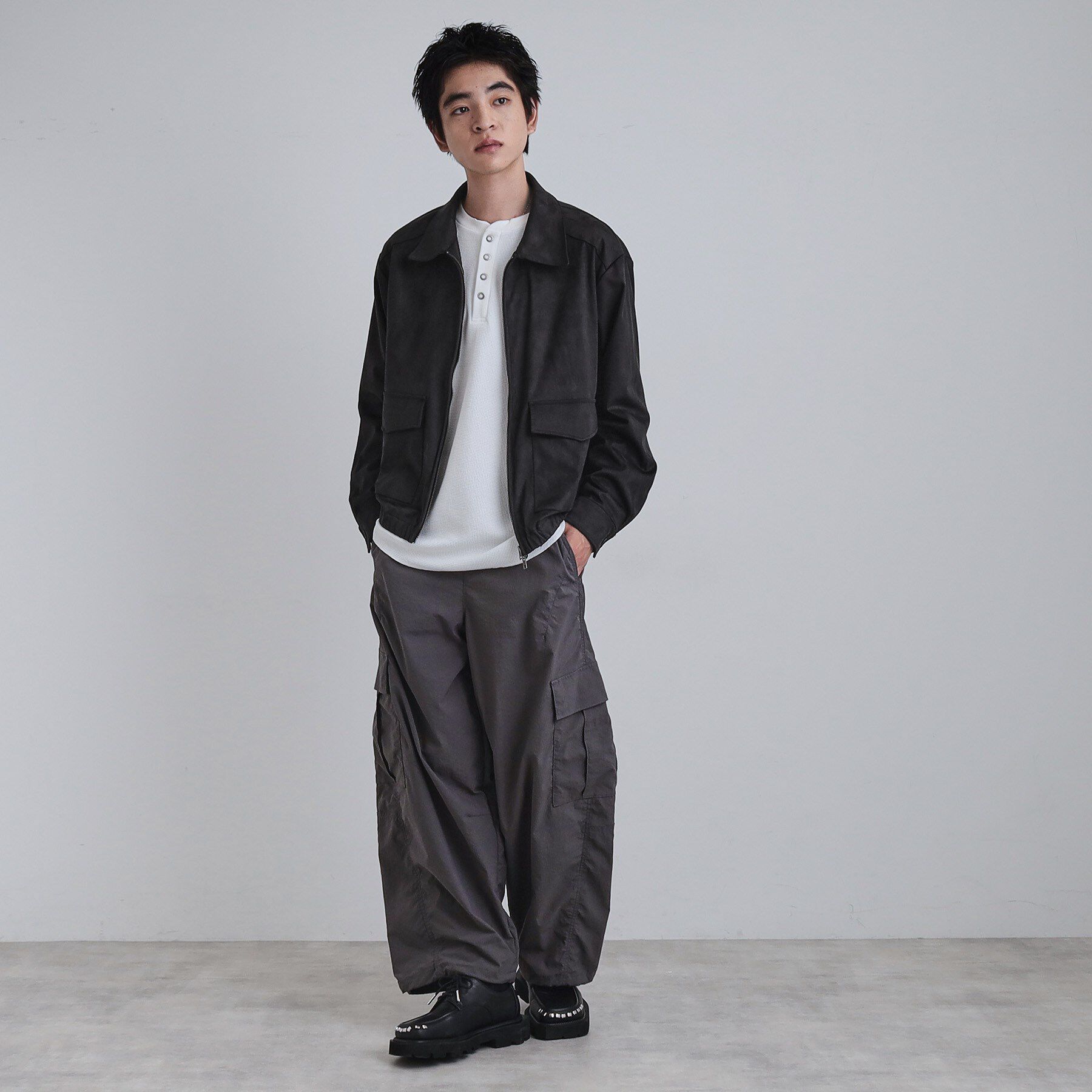 tk.TAKEO KIKUCHI「フェイクスエードシャツアウター」|ブルゾン・スタジャン|