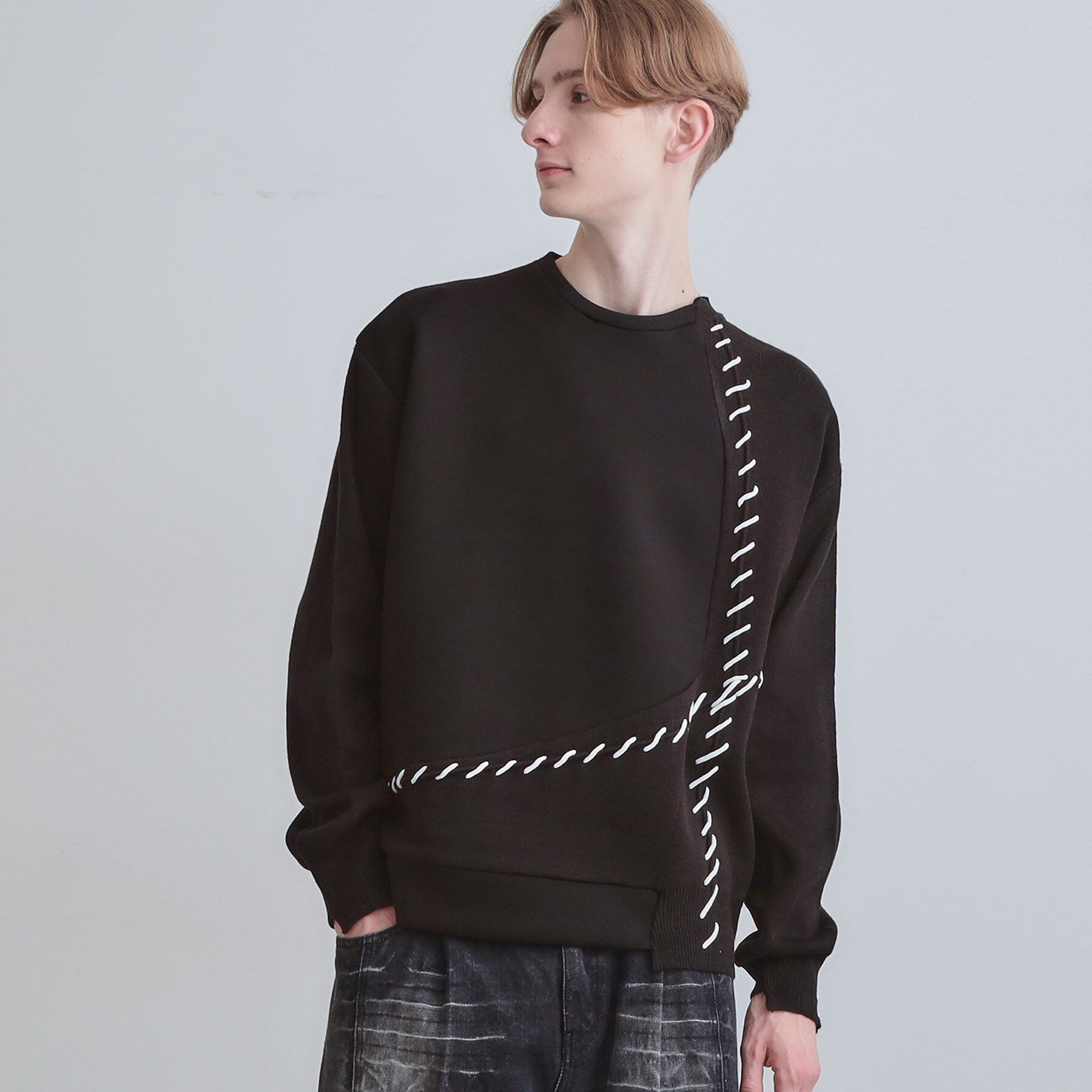 tk.TAKEO KIKUCHI「コードステッチダンボールカットソー」|Tシャツ・カットソー|ブラック(019)