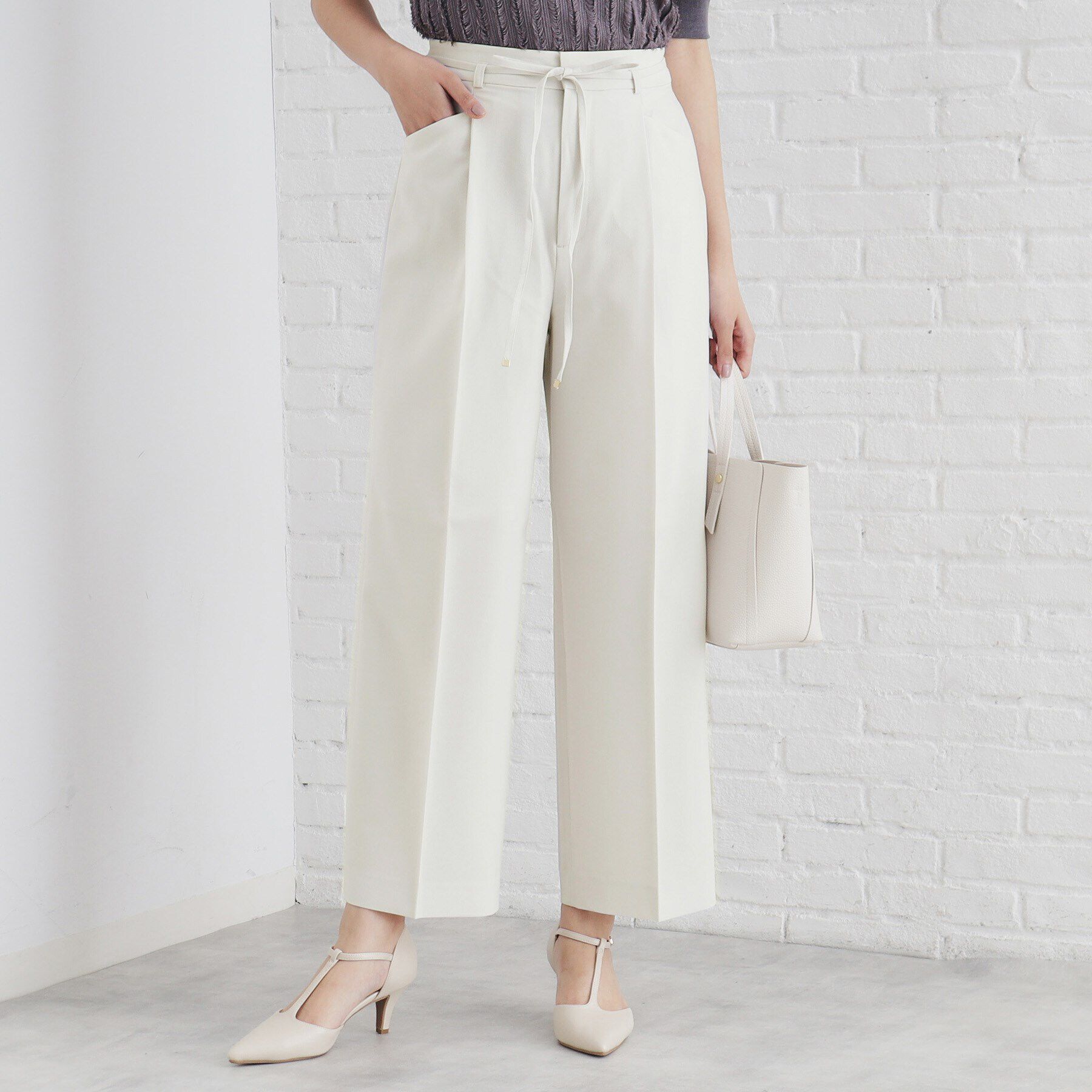 index「ツイルタックワイドパンツ【洗濯機洗い可/防シワ】」|その他|グレージュ(050)