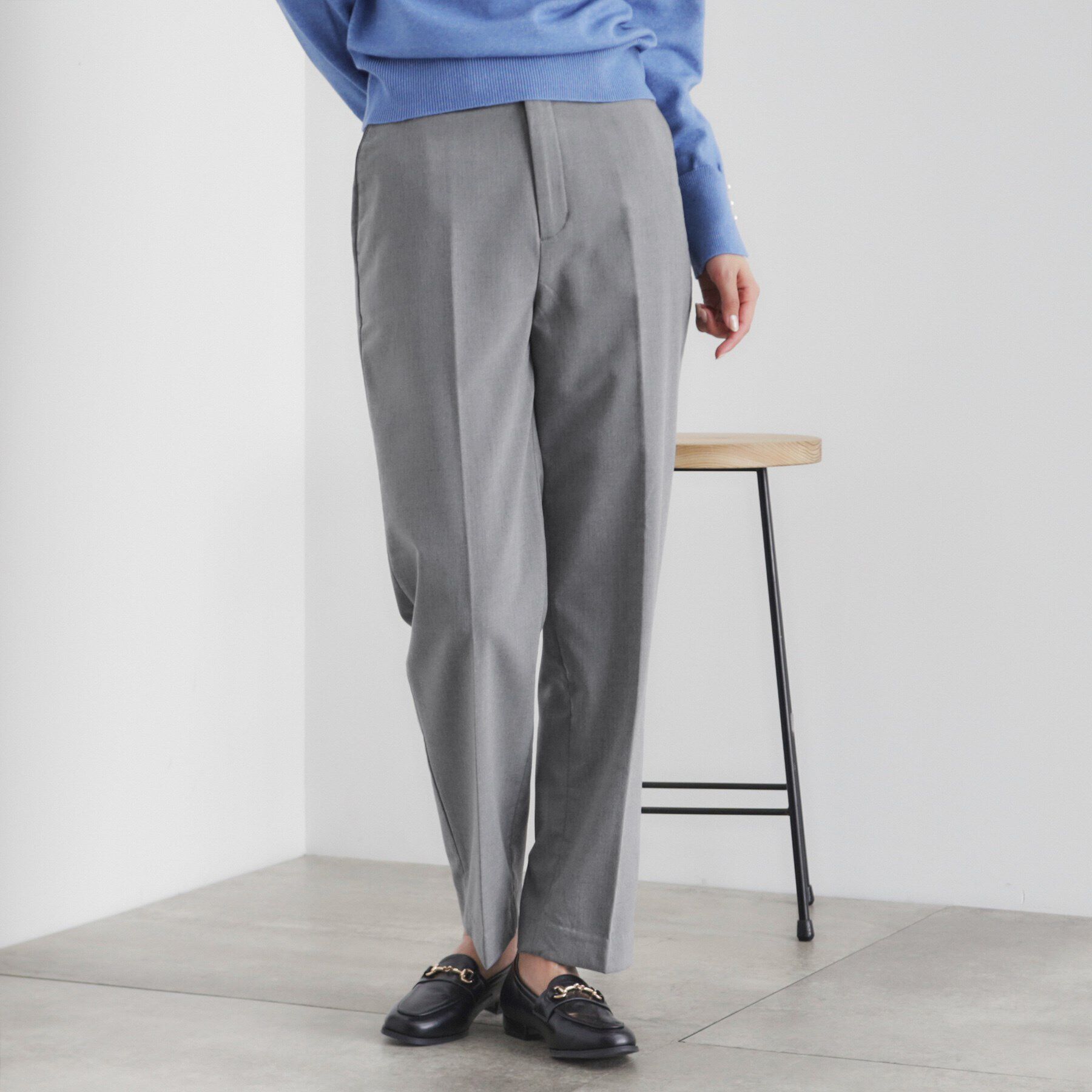 index「裏起毛ストレッチテーパードパンツ【洗濯機洗い可/吸湿発熱/イージーアイロン】」|その他|グレー(012)