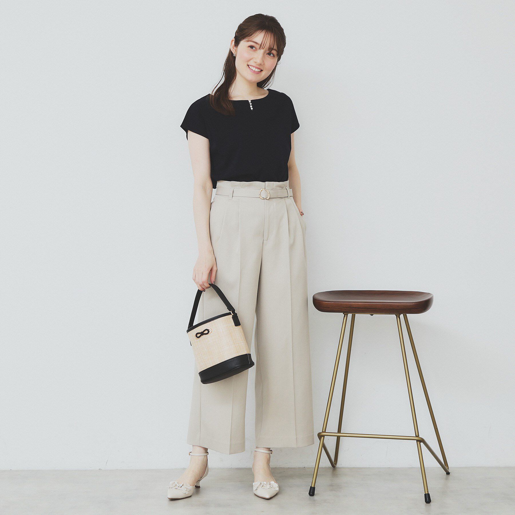 index「《6色展開/XS-3サイズ》キーネックビジュートップス【UV/接触冷感/洗濯機洗い可】」|Tシャツ・カットソー|