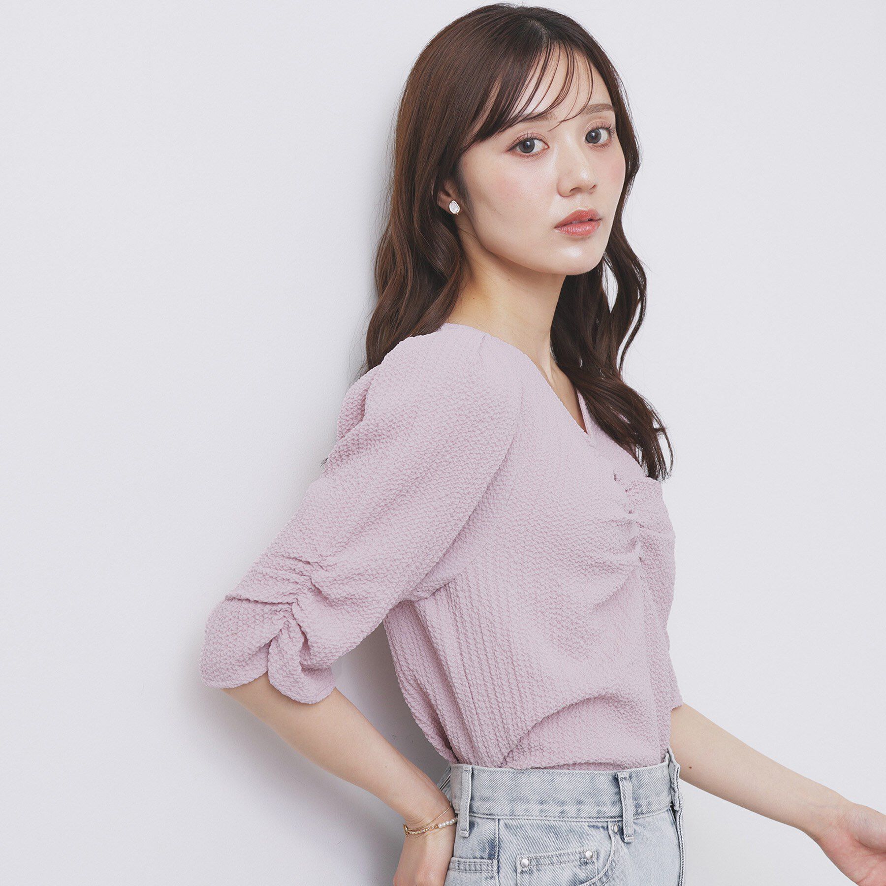 index「フロントギャザージャガードブラウス【洗濯機洗い可】」|シャツ・ブラウス|