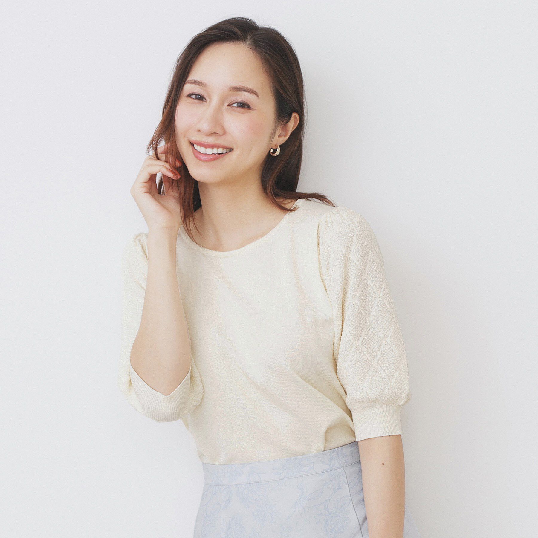 index「パフスリーブニット【洗濯機洗い可】」|ニット・セーター|オフホワイト(003