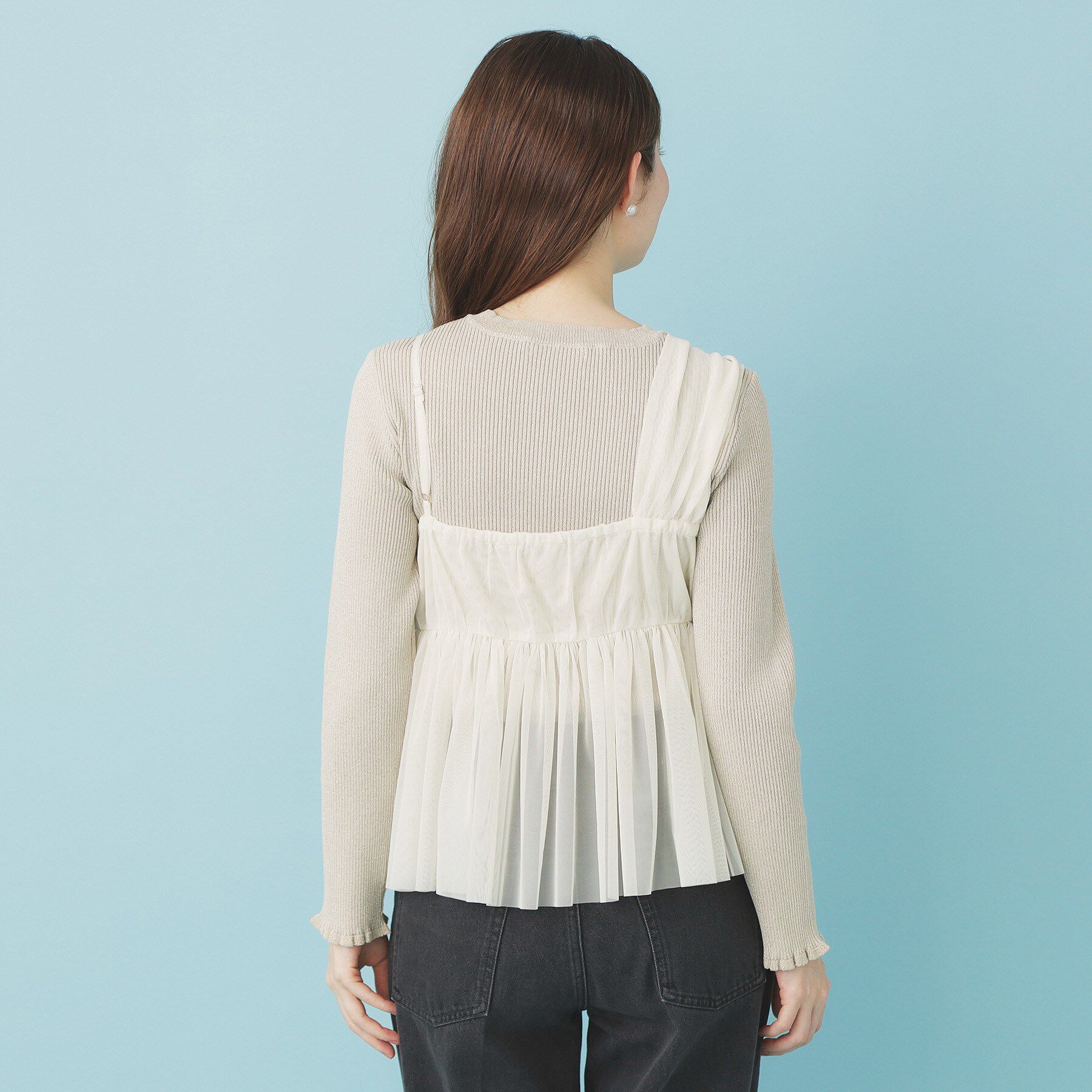 index「《ツインセット》チュールキャミ&times;ラメリブニット【洗濯機OK】」|ニット・セーター|