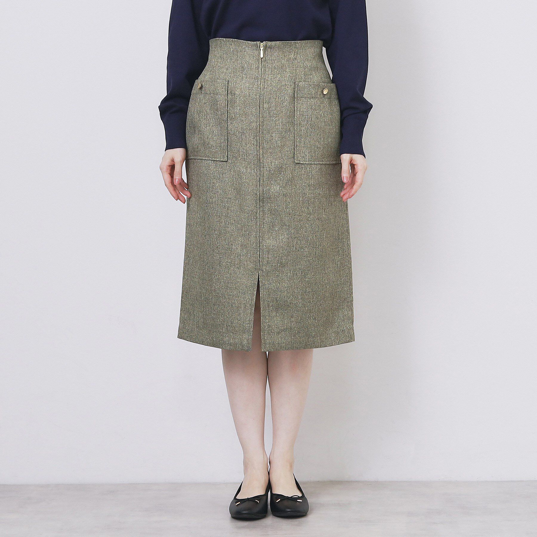 index「ツイード調フロントジップタイトスカート【洗濯機OK/防シワ】」|スカート|