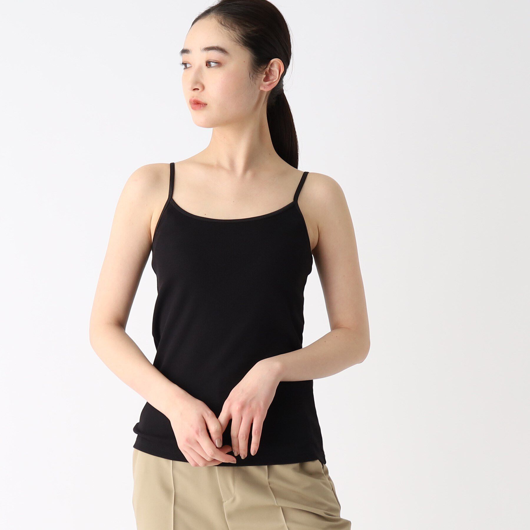 OPAQUE.CLIP「リブキャミソール【洗濯機洗い可】」|キャミソール|ブラック(019)