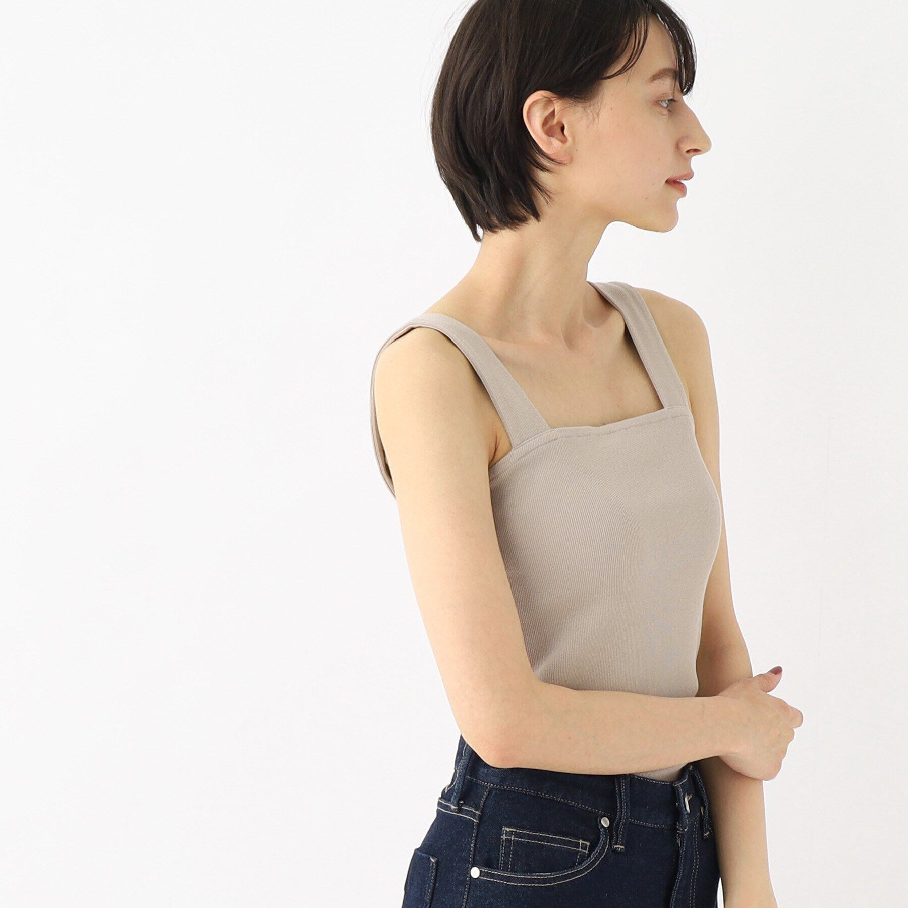 OPAQUE.CLIP「ワイドストラップキャミソール【洗濯機洗い可】」|キャミソール|キャメル(041)
