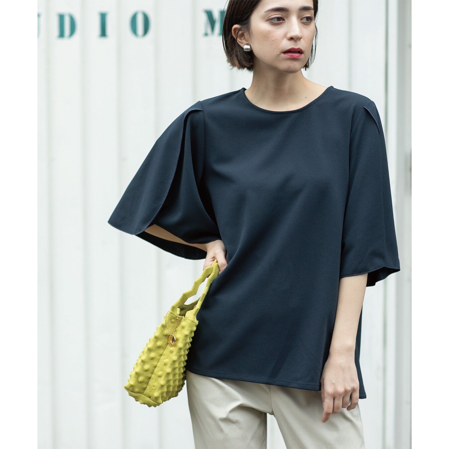 OPAQUE.CLIP「UV チューリップスリーブトップス【吸水速乾/洗濯機洗い可】」|Tシャツ・カットソー|ネイビー(094)