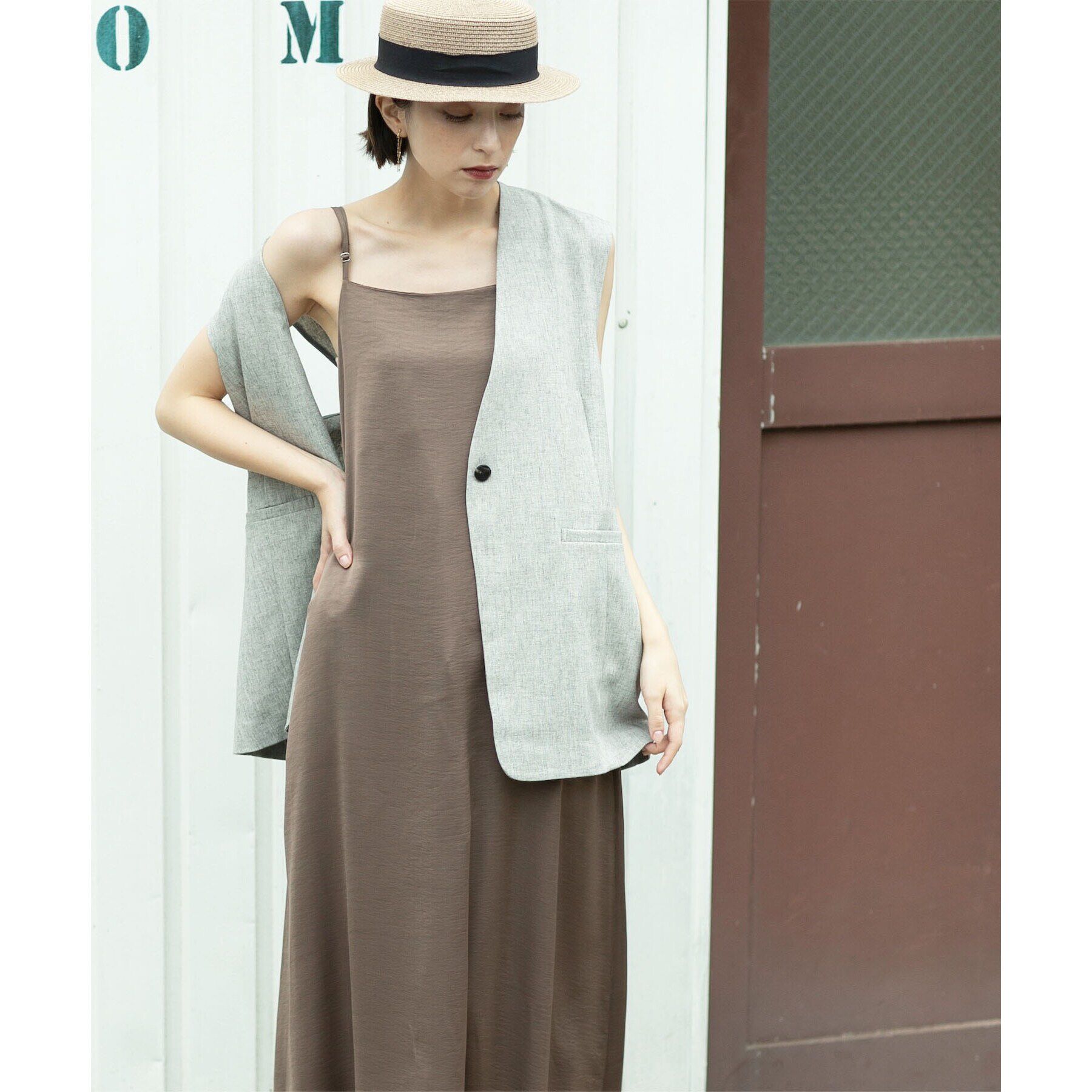 OPAQUE.CLIP「2WAY ヴィンテージサテンキャミワンピース【洗濯機洗い可】」|ワンピース|