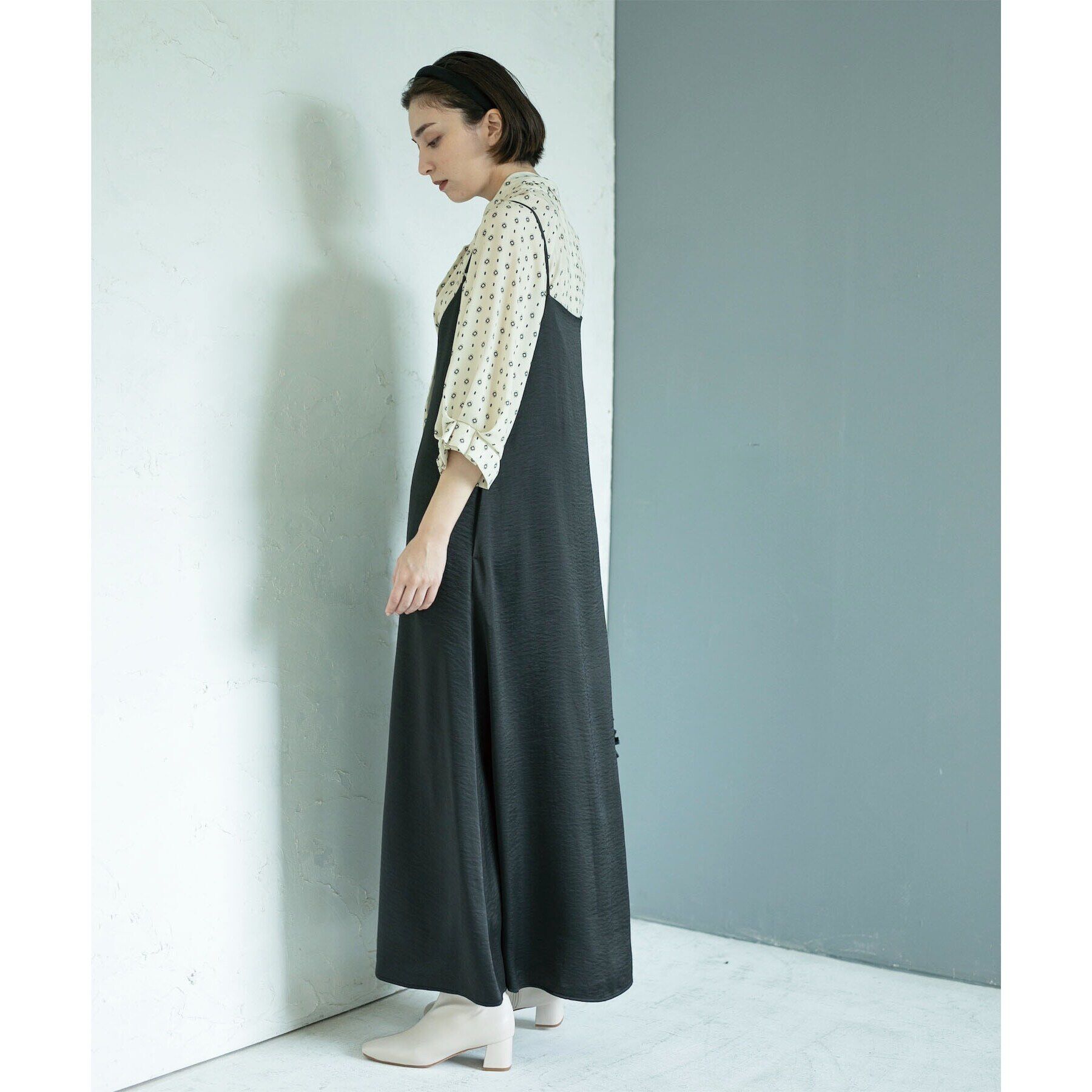 OPAQUE.CLIP「2WAY ヴィンテージサテンキャミワンピース【洗濯機洗い可】」|ワンピース|