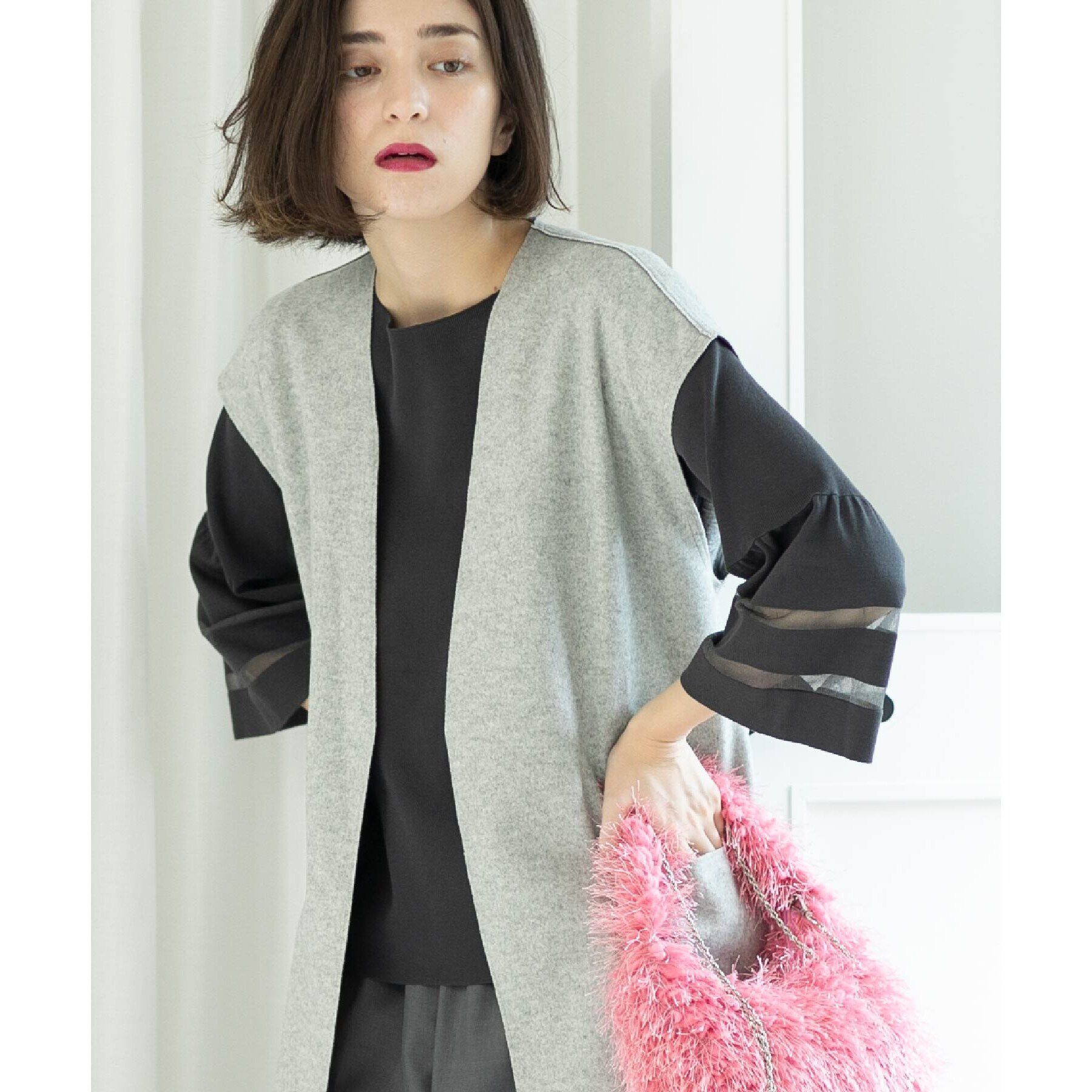 OPAQUE.CLIP「UV シアーフレアスリーブニット【抗ピル/洗濯機洗い可】」|ニット・セーター|