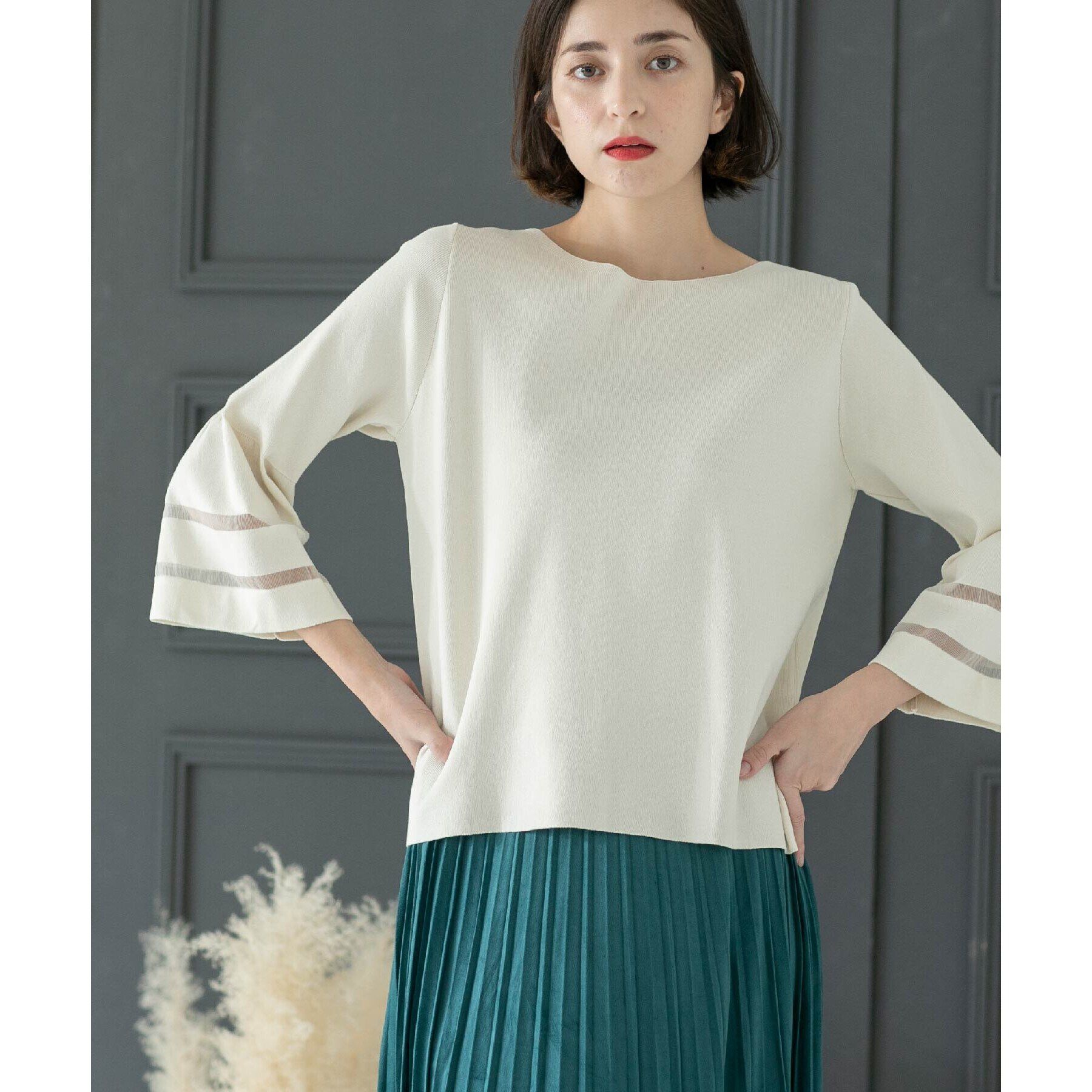 OPAQUE.CLIP「UV シアーフレアスリーブニット【抗ピル/洗濯機洗い可】」|ニット・セーター|