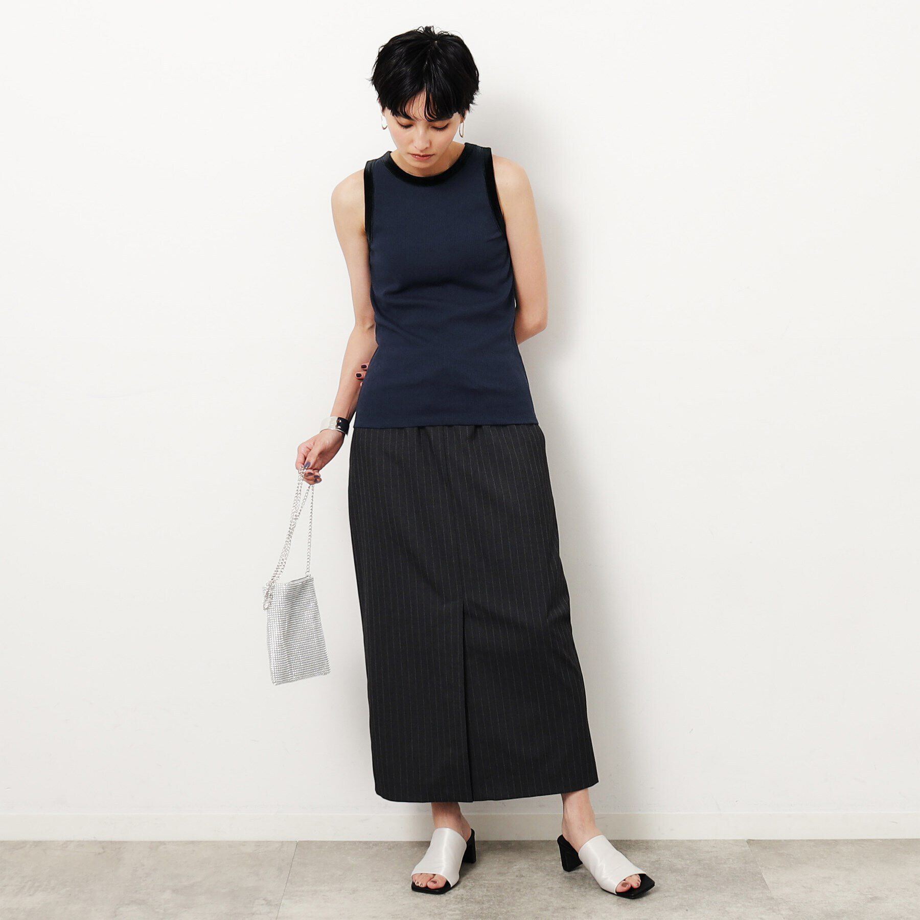 OPAQUE.CLIP「《VERY掲載》ベロア使いリブタンクトップ【洗濯機洗い可】」|キャミソール|