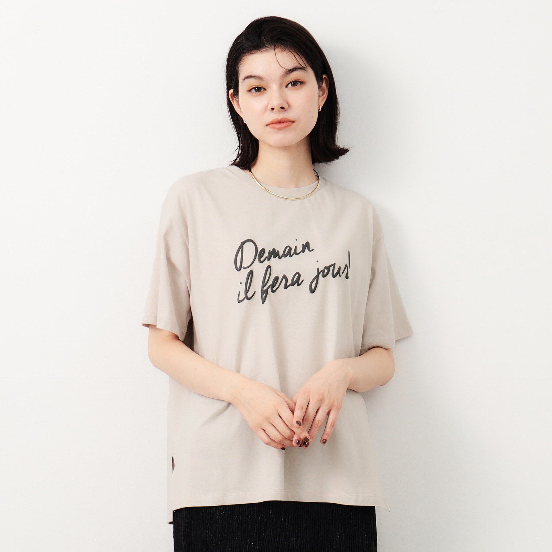 OPAQUE.CLIP「リラクシープリントロゴTシャツ【洗濯機洗い可】」|Tシャツ・カットソー|