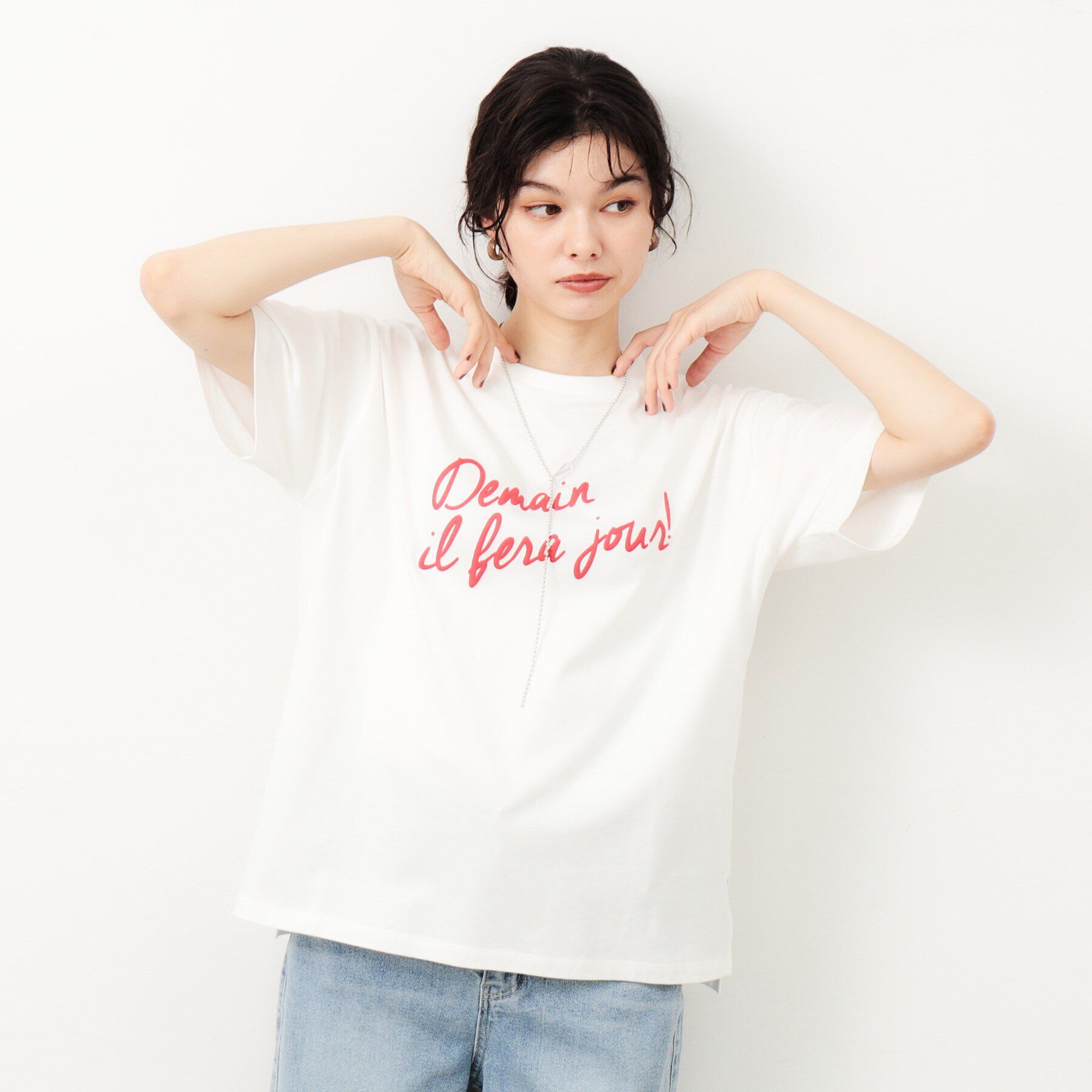 OPAQUE.CLIP「リラクシープリントロゴTシャツ【洗濯機洗い可】」|Tシャツ・カットソー|