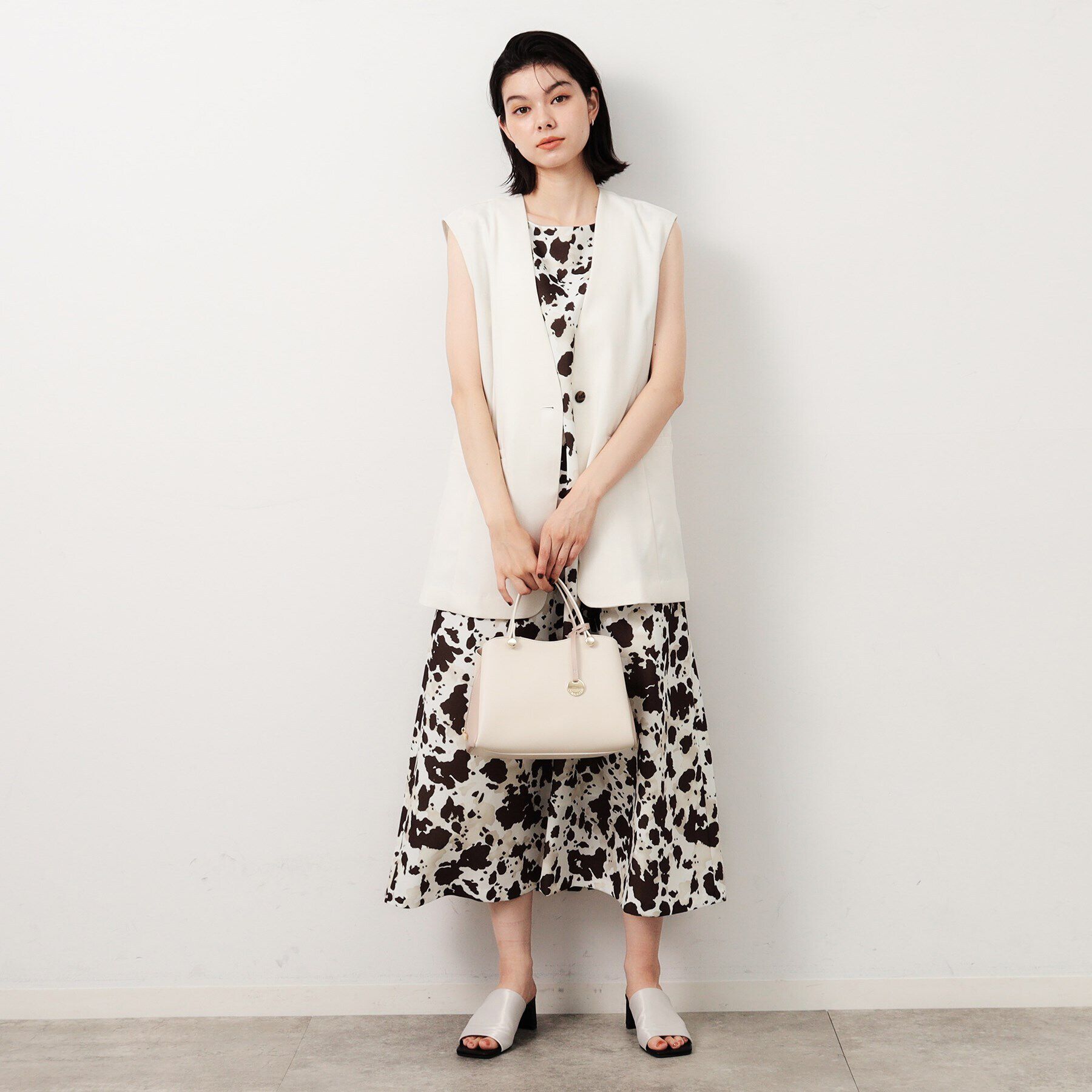 OPAQUE.CLIP「麻混ノーカラージレ【洗濯機洗い可】」|ベスト・ジレ|