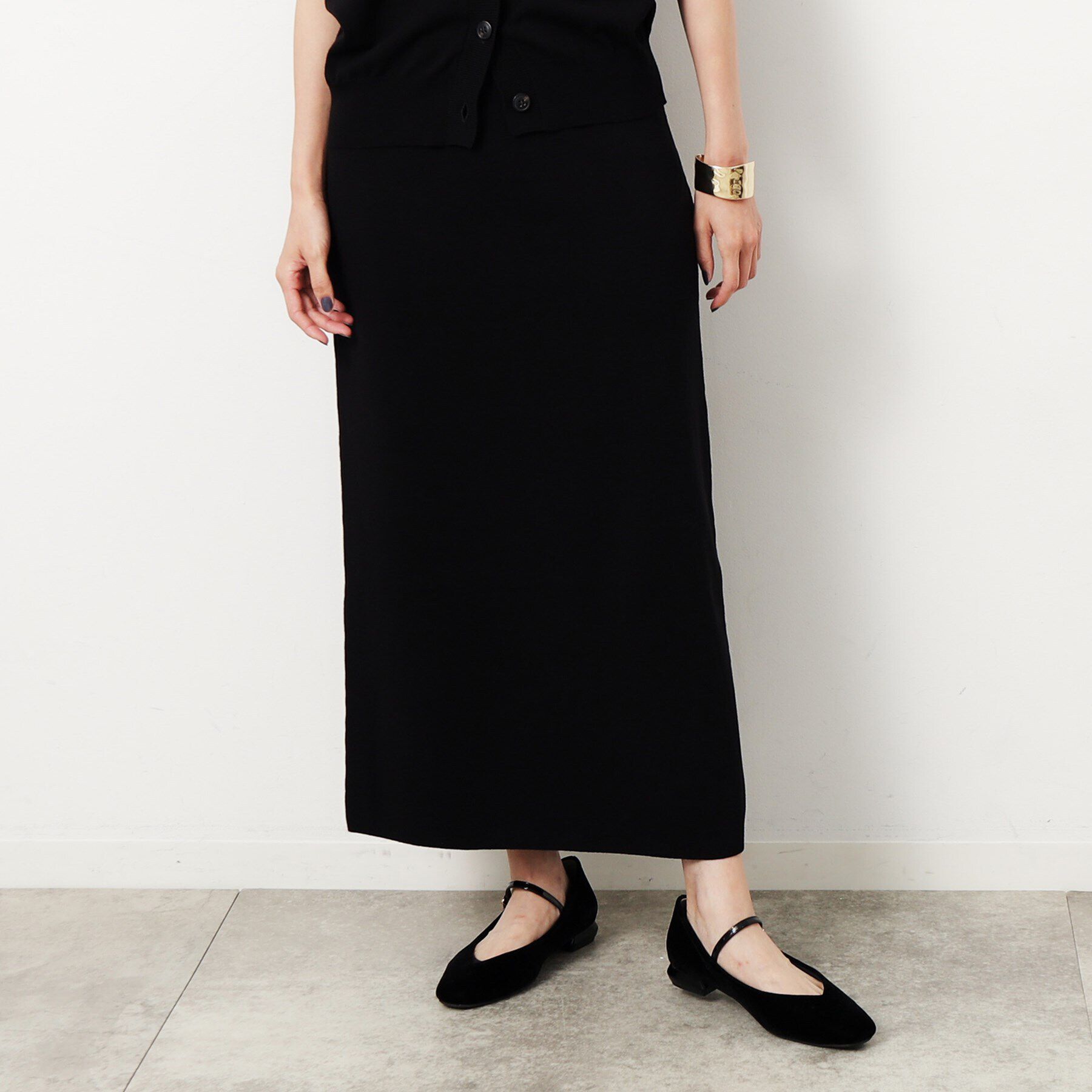 OPAQUE.CLIP「ニットナロースカート／セットアップ対応【洗濯機洗い可】」|スカート|ブラック(019)