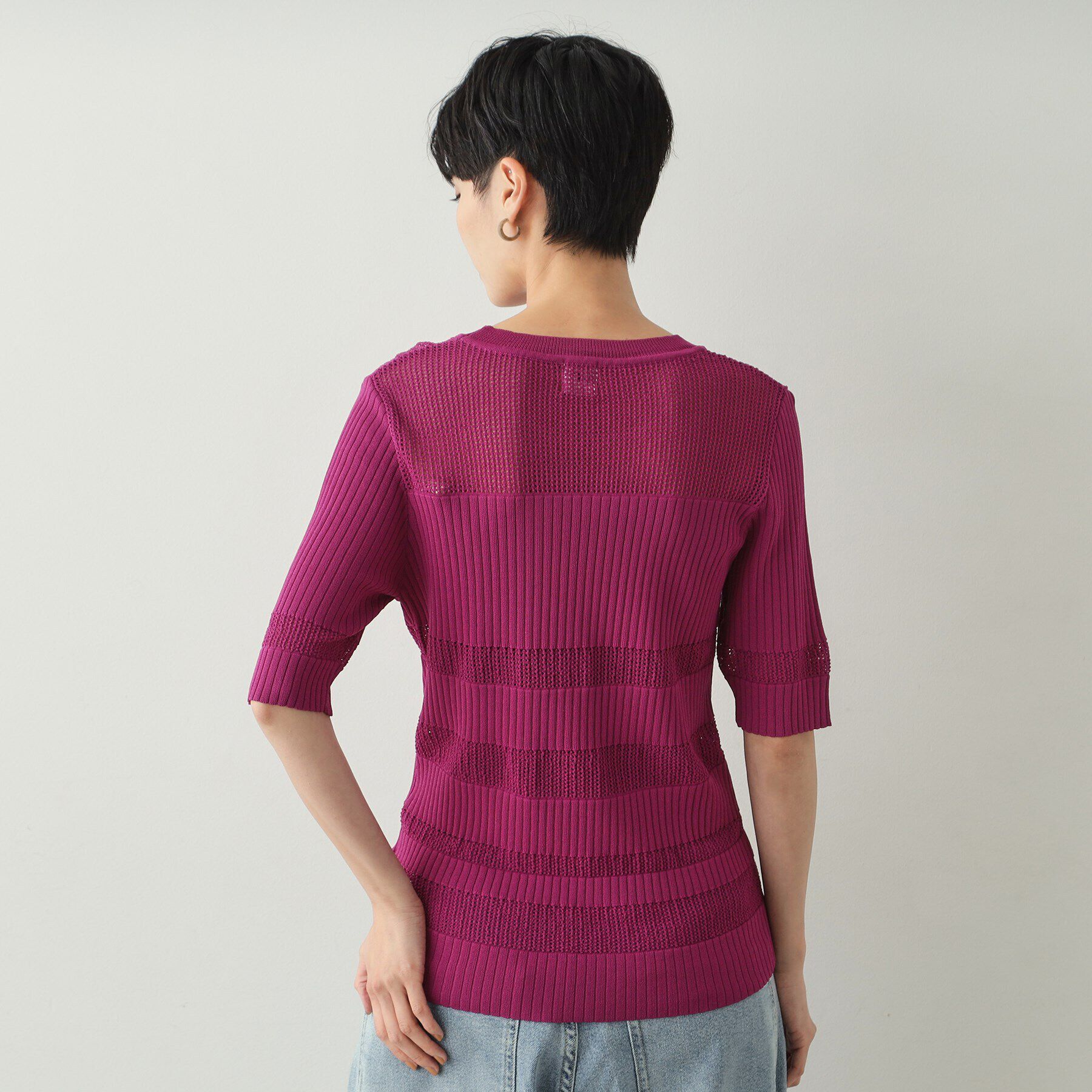 OPAQUE.CLIP「メッシュ&times;リブニット【洗濯機洗い可/抗ピル】」|ニット・セーター|