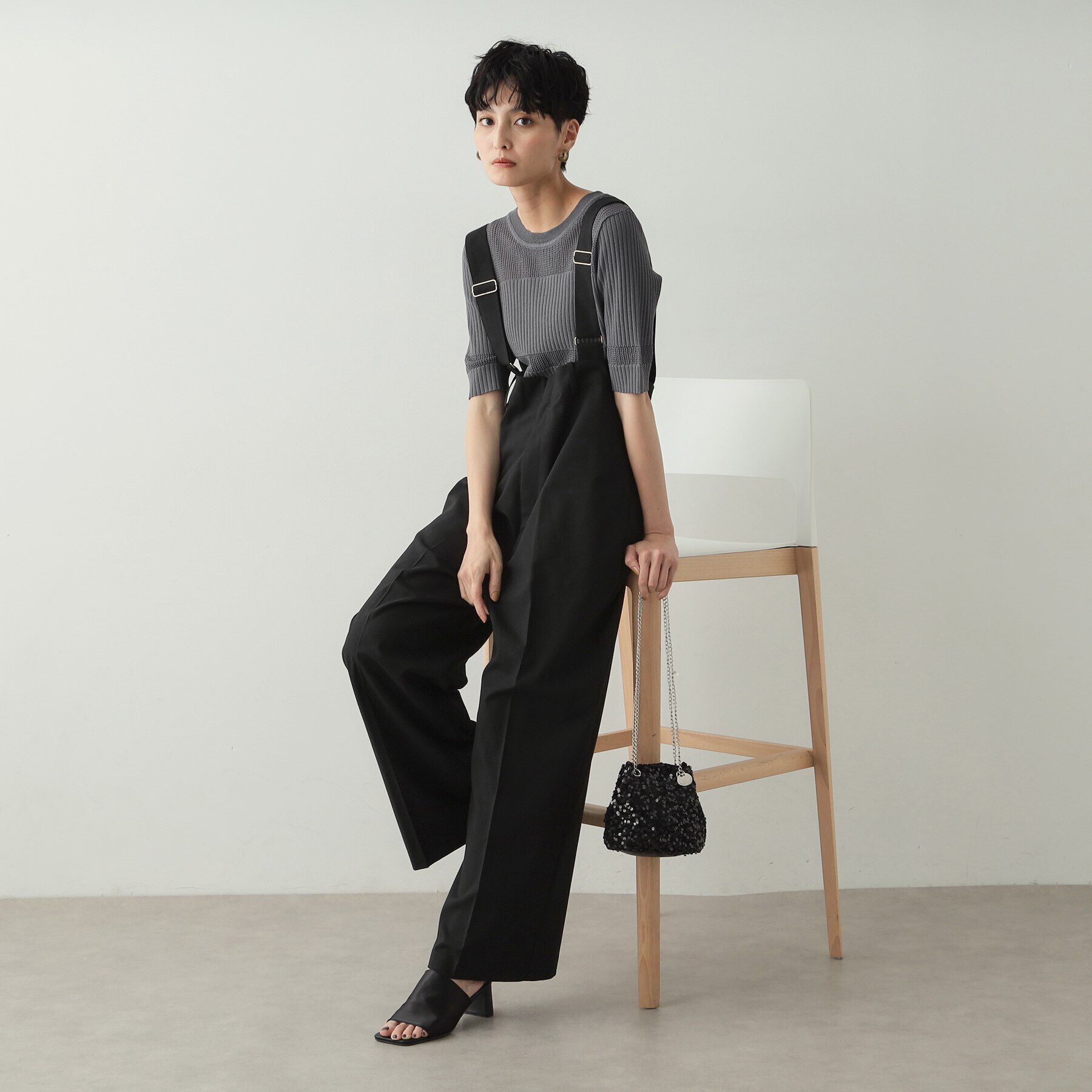 OPAQUE.CLIP「メッシュ&times;リブニット【洗濯機洗い可/抗ピル】」|ニット・セーター|